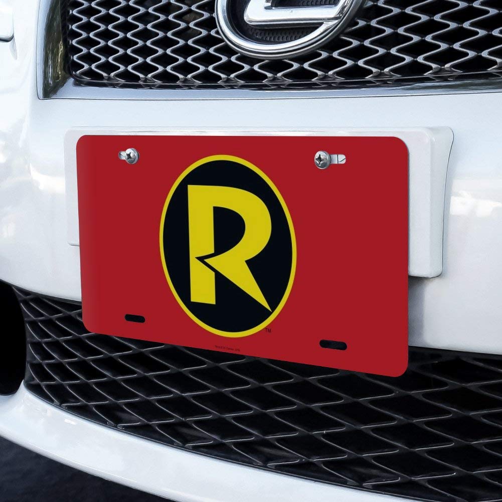 Batman & Robin Logo Novelty Metal Vanity License Plate - Custom Car Decor, Motorcycle Accessory, Man Cave Wall Art, Gift for DC Comics Fans