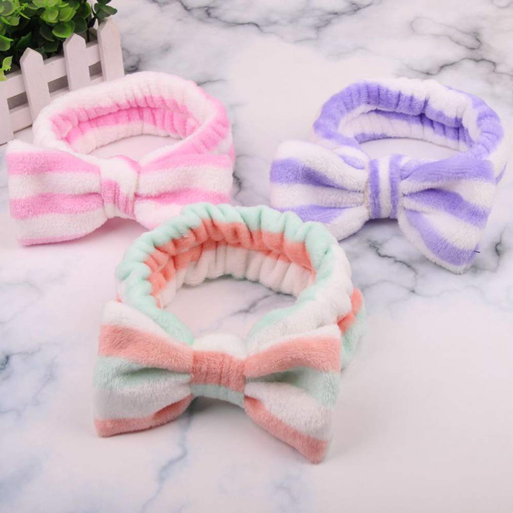 Rubela Soft Velvet Elastic Headband for Women - 2 Pack Spa Headbands for Skincare, Makeup, Hair Washing & Facial Care (Random Colors) - Perfect for Beauty Routine, Salon & Home Use