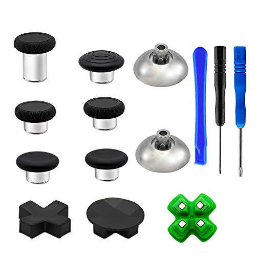 Premium 6-Pack Metal Analog Thumbsticks with 2 Magnetic Base Buttons & 3 D-Pad Kits - Compatible with PS4, PS4 Pro, PS4 Slim Controllers - Perfect for Gaming, Controller Repair & Customization