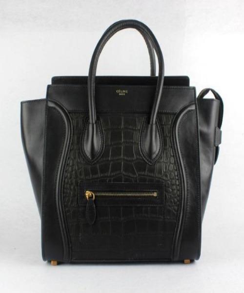 Celine Mini Luggage Handbag - Genuine Crocodile Embossed Leather with Calfskin Trim | Luxury Crossbody Bag for Women, Perfect for Work, Travel & Evening Events