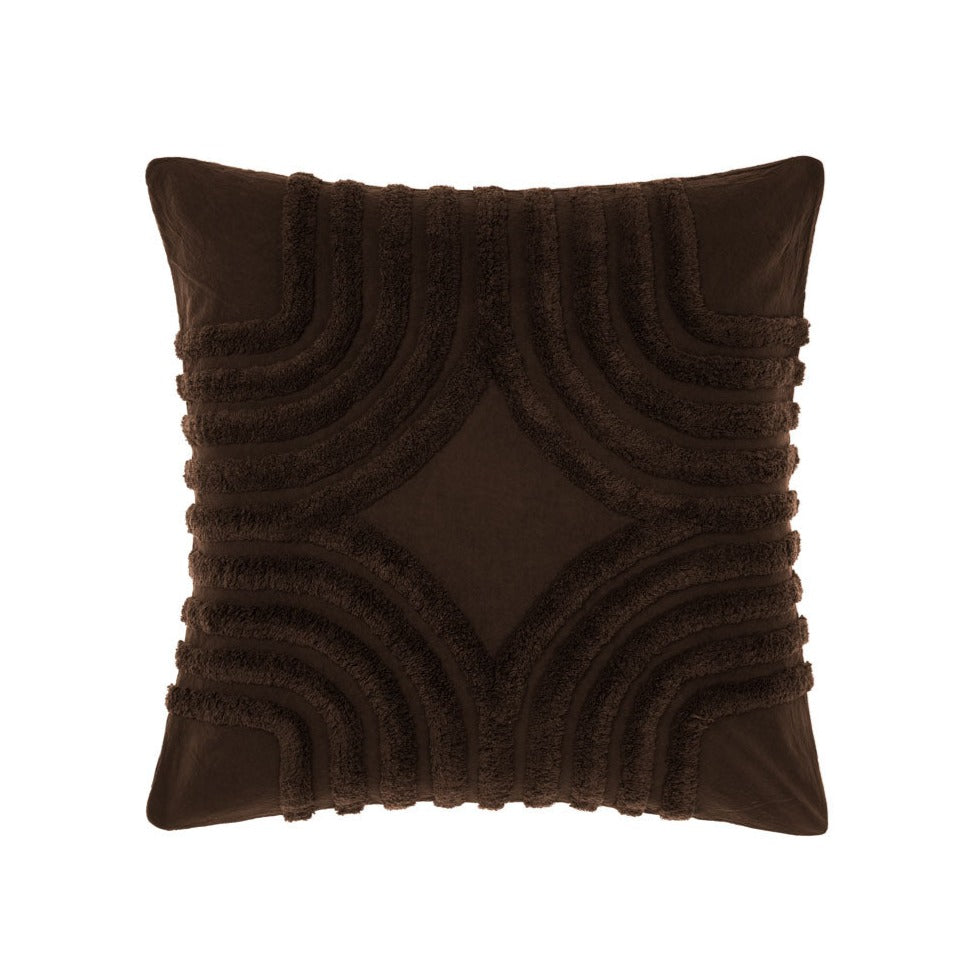 Linen House Farrah Cacao European Pillowcase - Luxurious 100% Cotton Decorative Pillow Cover for Bedroom, Living Room & Sofa