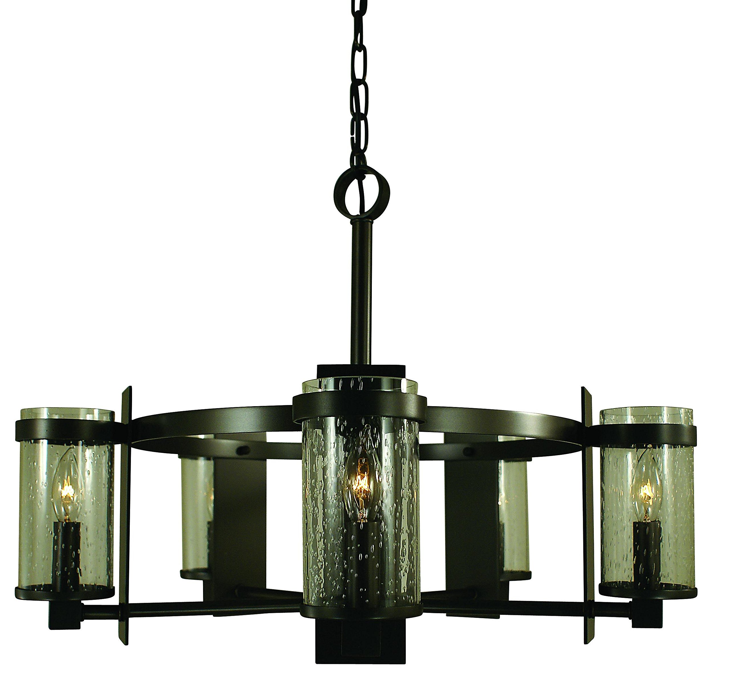 5-Light Brushed Nickel Chandelier with Clear Glass Shades - Elegant Dining Room Lighting Fixture for Home Decor