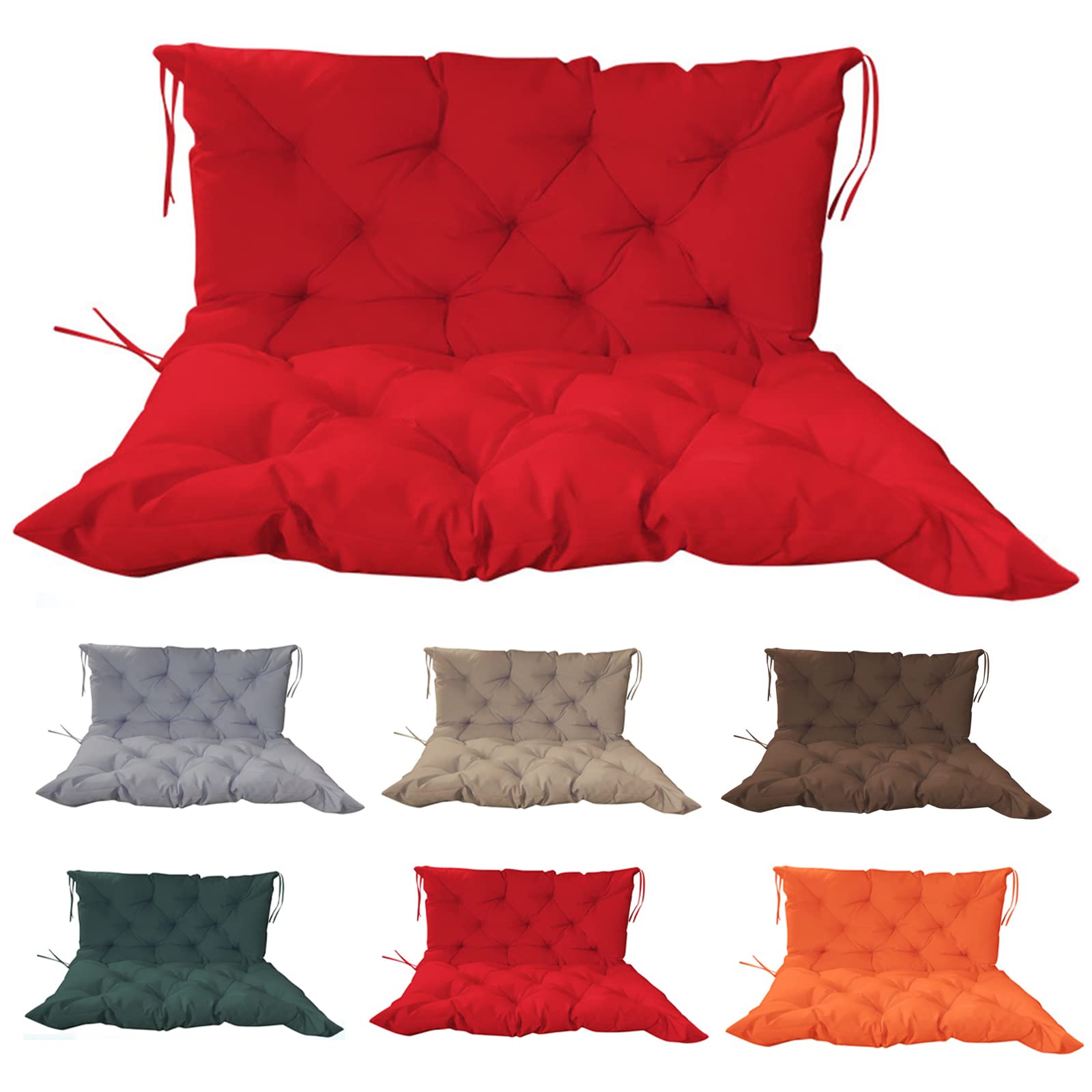 Tuccor Waterproof Outdoor Porch Swing Cushions with Backrest - Overstuffed 2-3 Seater Bench Cushion for Garden, Patio & Indoor Gliders (59.06