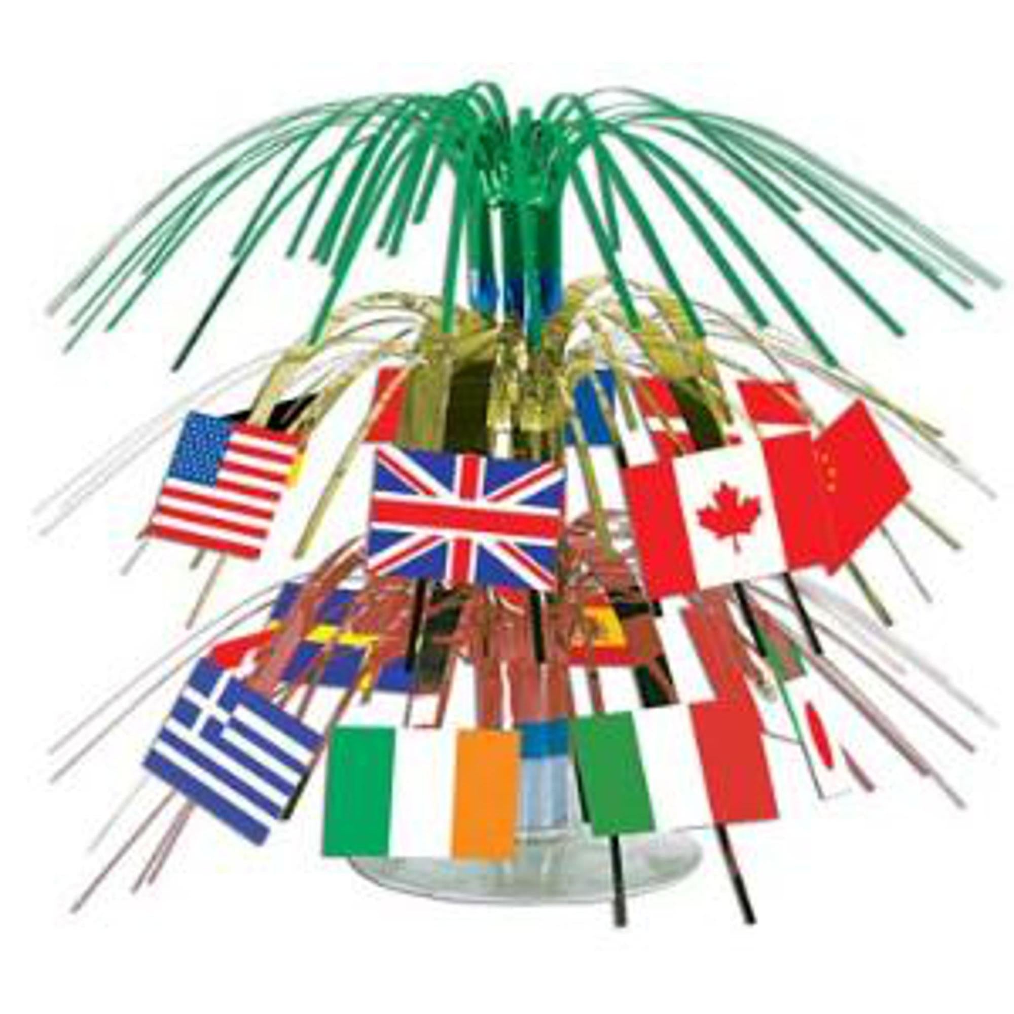 Global Flag Centerpiece for Home Decor & International Events - Perfect for Parties, Weddings & Patriotic Displays