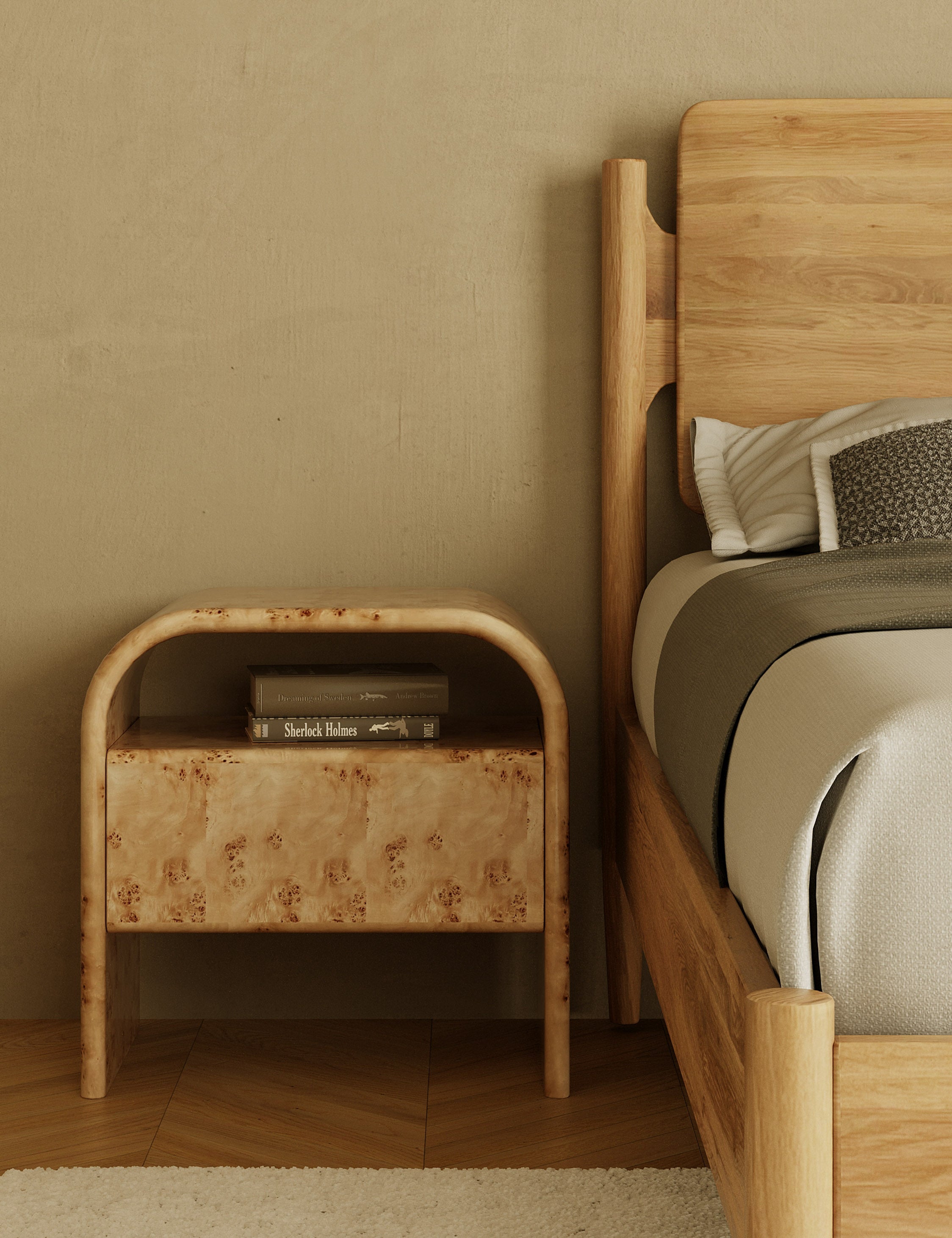 Modern Nightstand with USB Ports - Wooden Bedside Table with 2 Drawers & Charging Station - Perfect for Bedroom, Living Room, or Dorm Room Organization