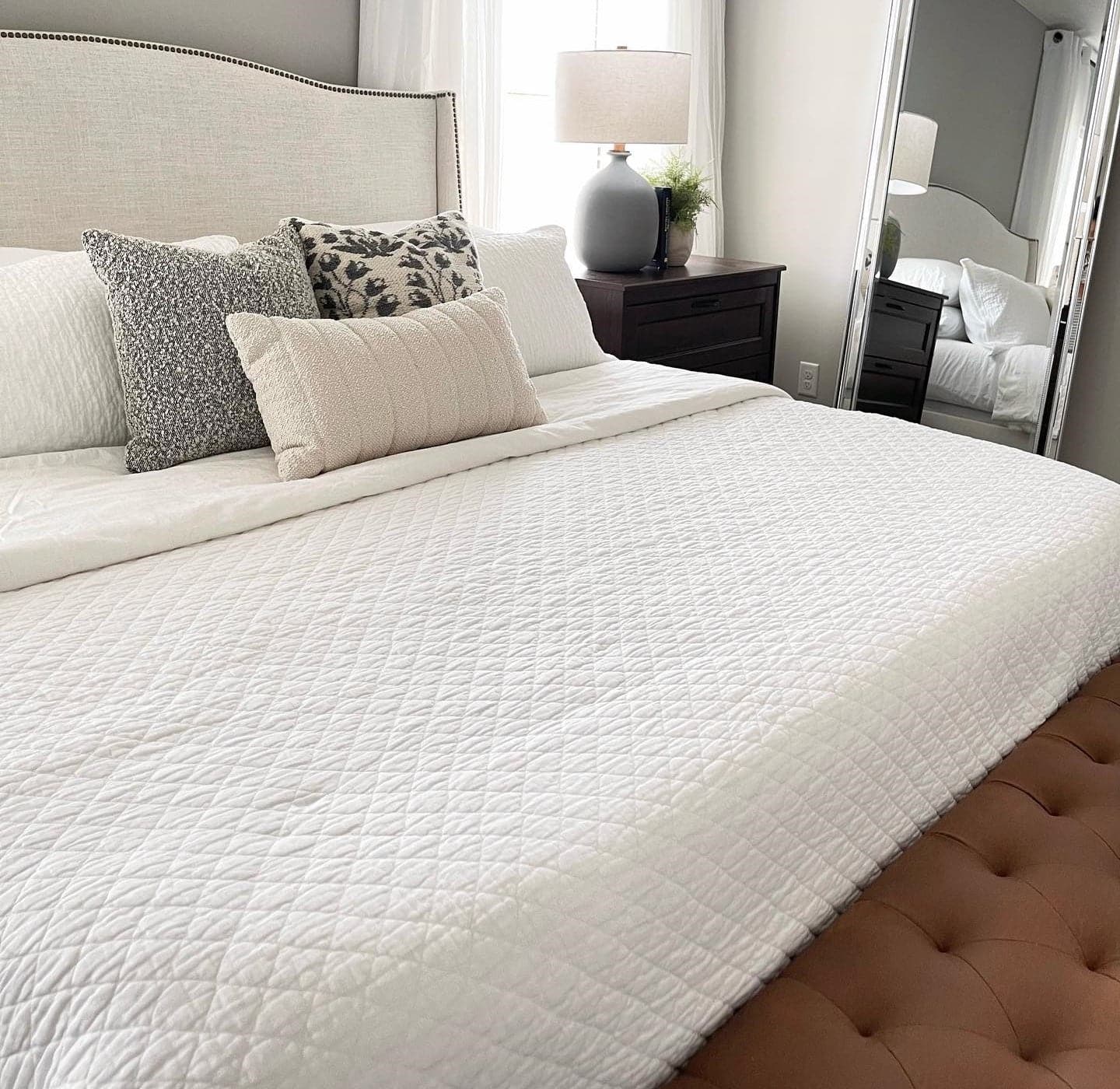 Premium Belgian Flax Linen & Cotton Blend 3-Piece Quilt Set - King/Queen Size - Soft Breathable Bedding for All Seasons - Perfect for Master Bedroom, Guest Room & Vacation Homes