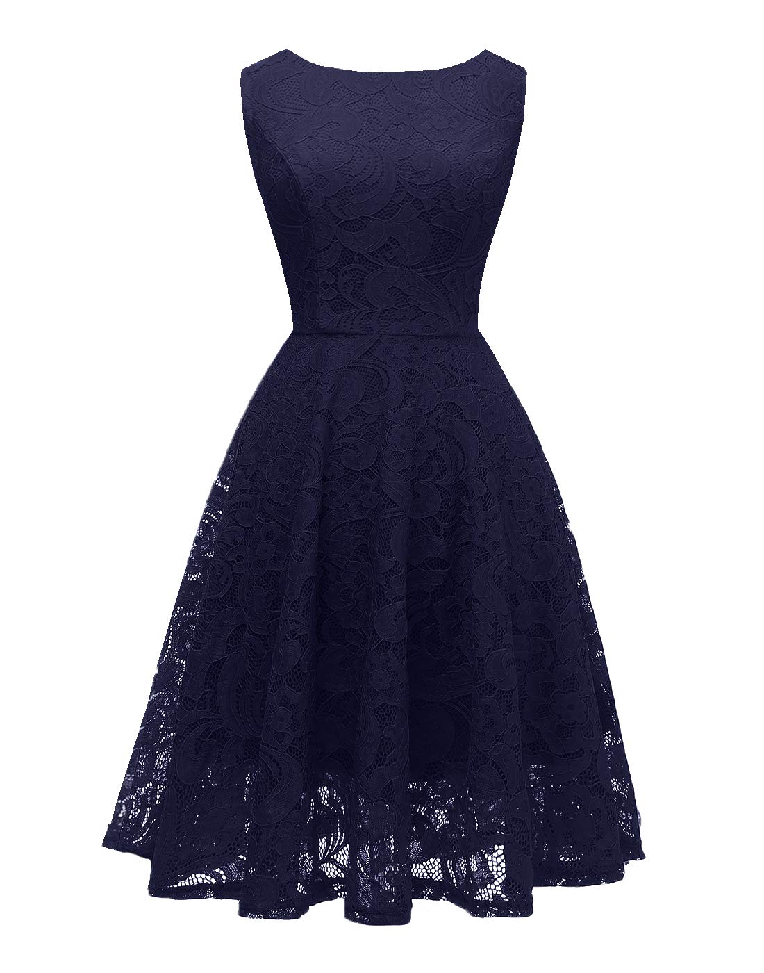 OBBUE Women's Elegant Boatneck Lace Cocktail Dress - Floral Short Prom Party Dress for Evening Events, Weddings & Special Occasions
