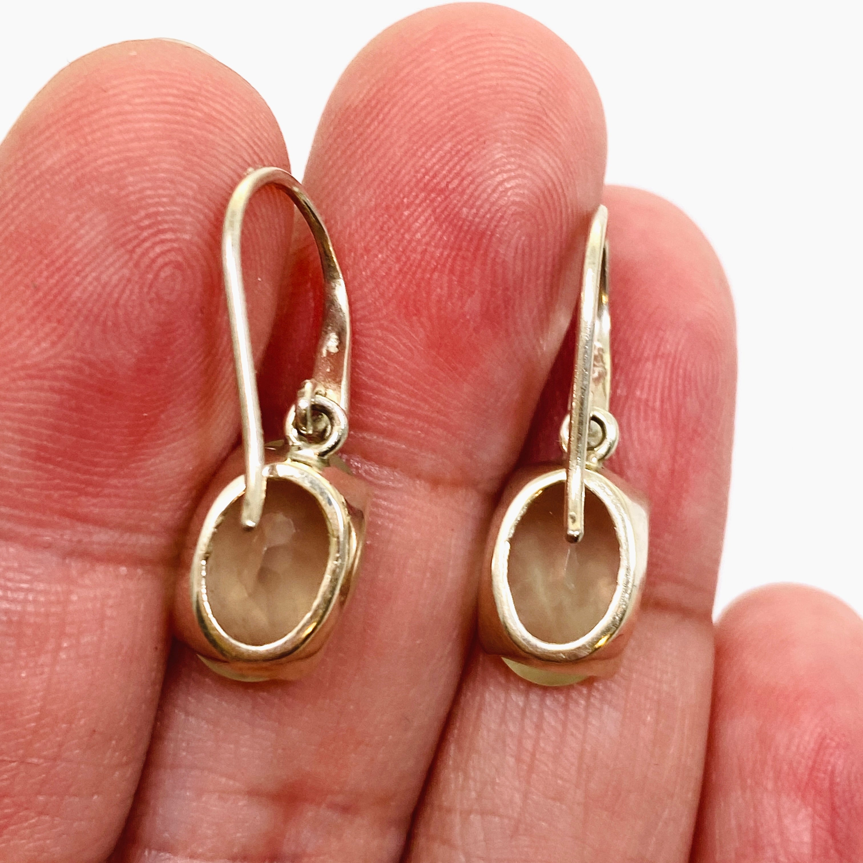 Natural Prehnite Oval Faceted Dangle Earrings for Women - Handmade Sterling Silver Jewelry - Perfect for Weddings, Parties & Everyday Wear