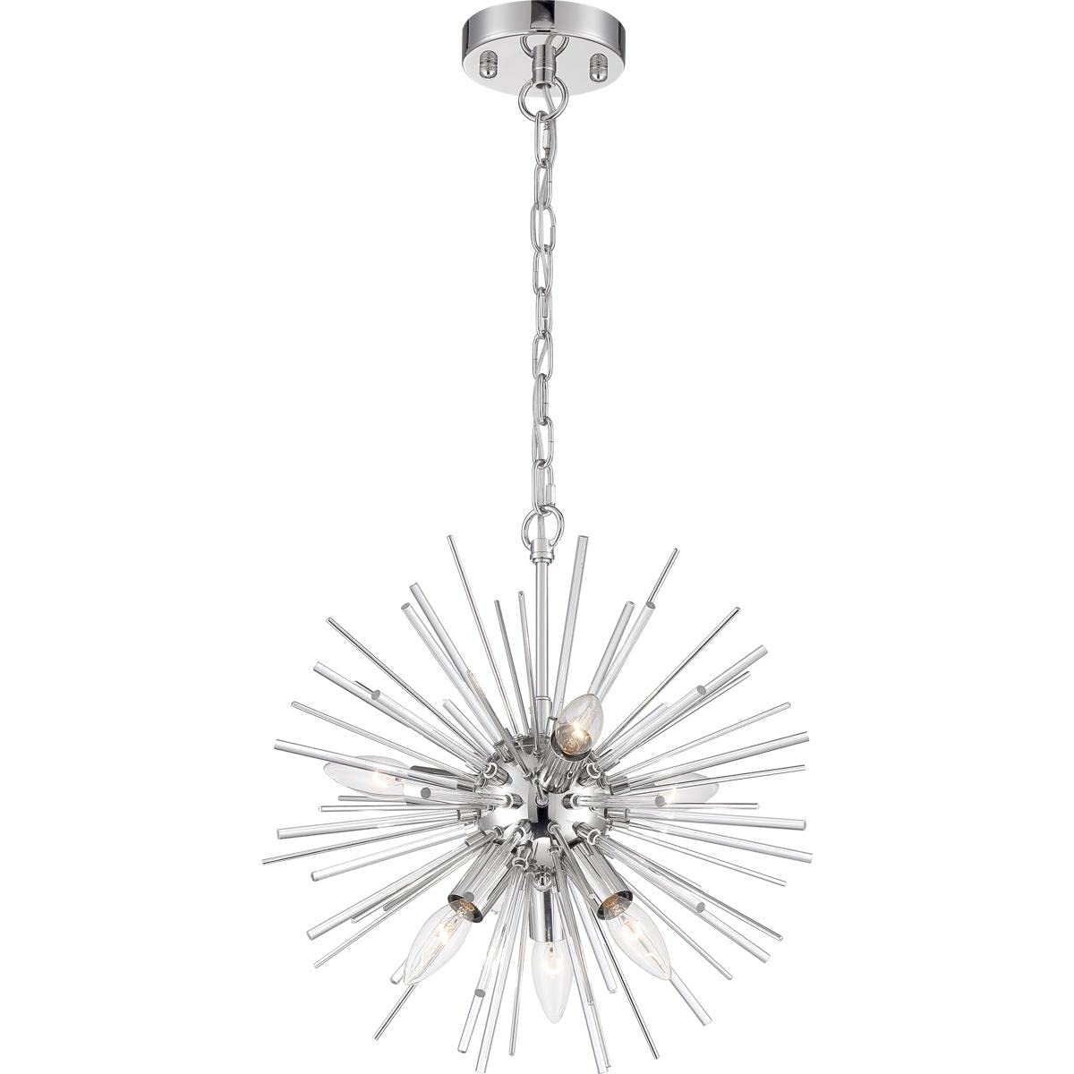 Nuvo 60/6991 Cirrus 6-Light Chandelier in Polished Nickel with Glass Rods - Elegant Dining Room & Entryway Lighting Fixture