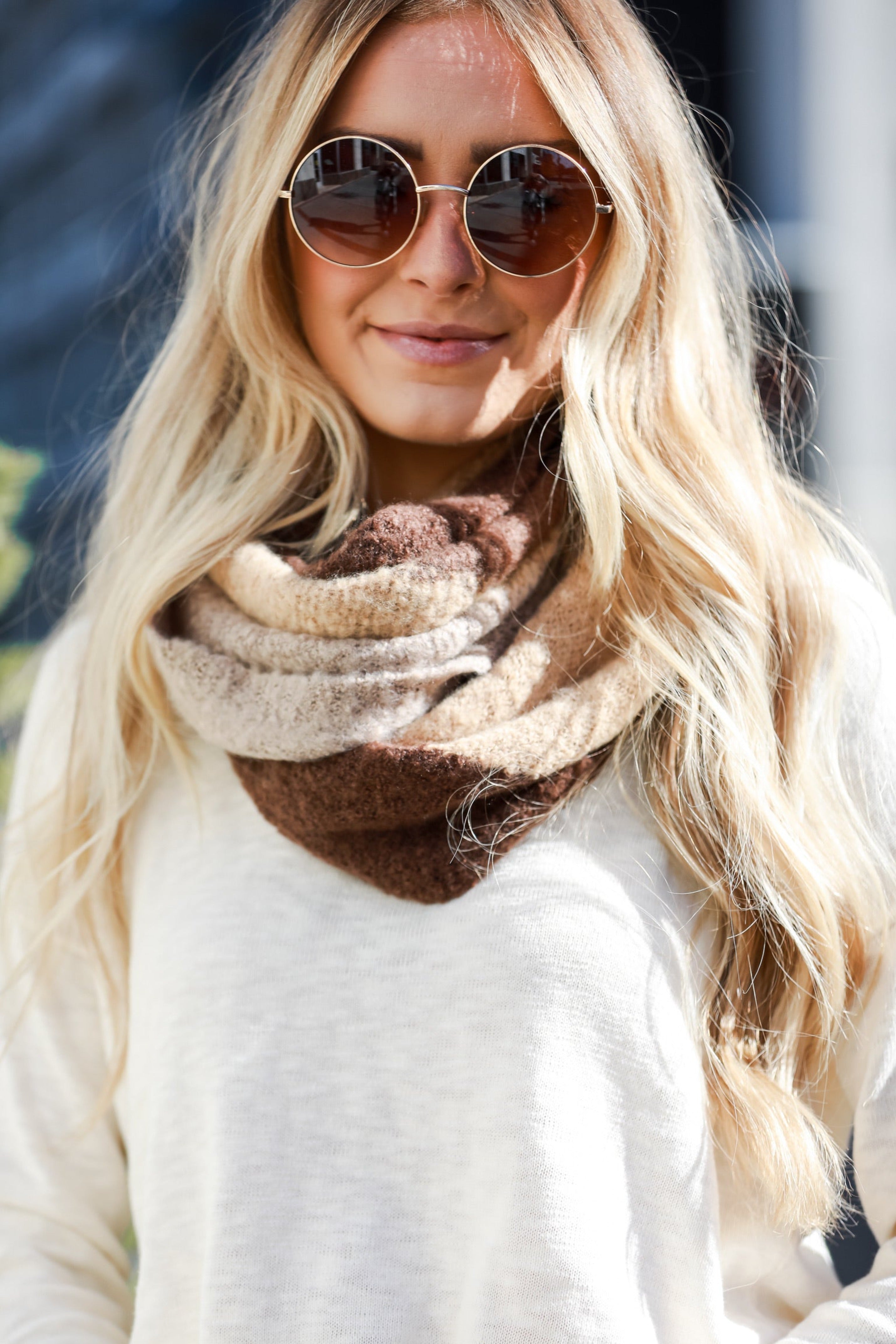 Cozy Brown Infinity Scarf for Women - Soft Warm Winter Fashion Accessory - Perfect for Cold Weather, Office Wear & Holiday Gifts