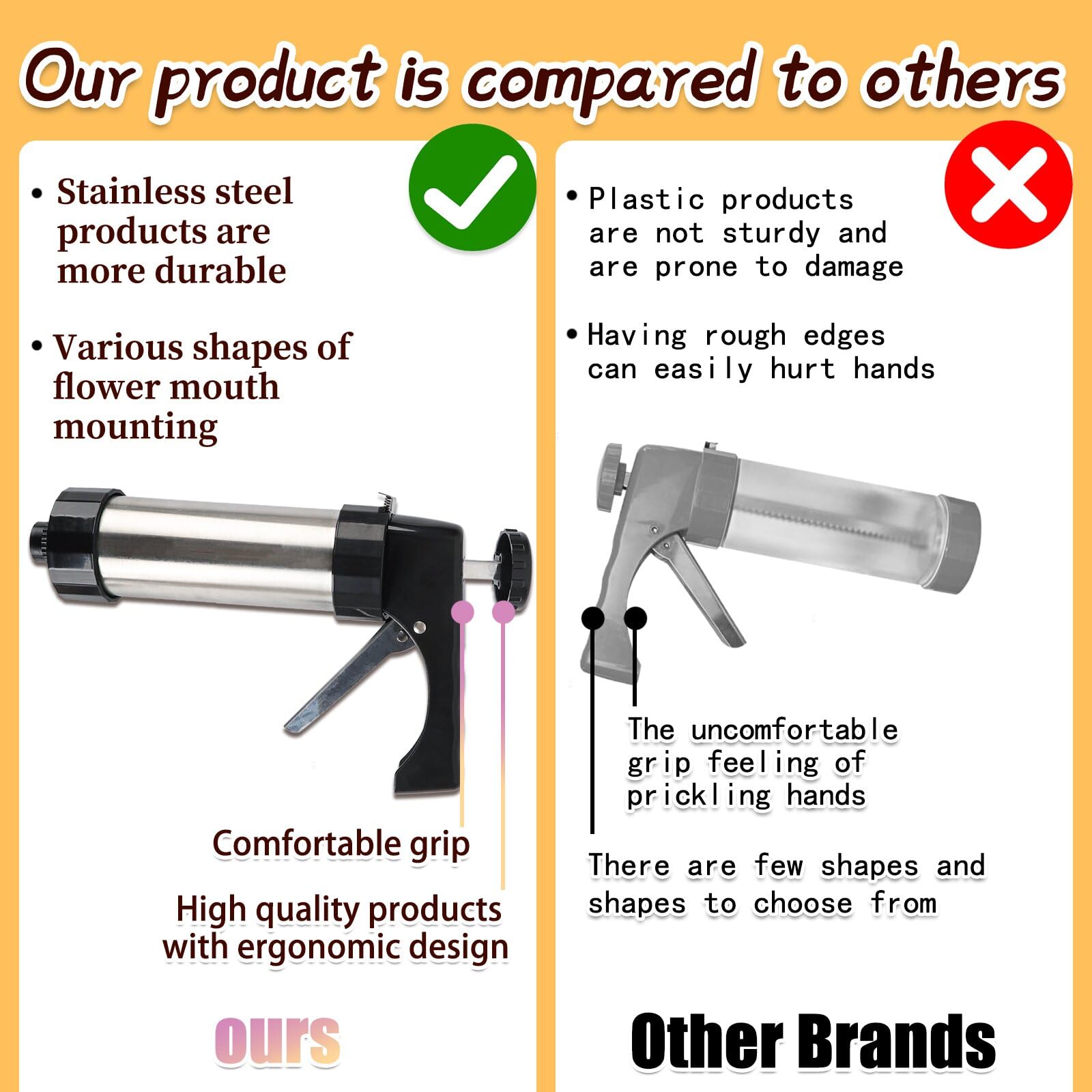 Stainless Steel Cookie Press Gun Kit with 13 Discs & 8 Tips - for Baking, DIY Biscuits & Cake Decorating