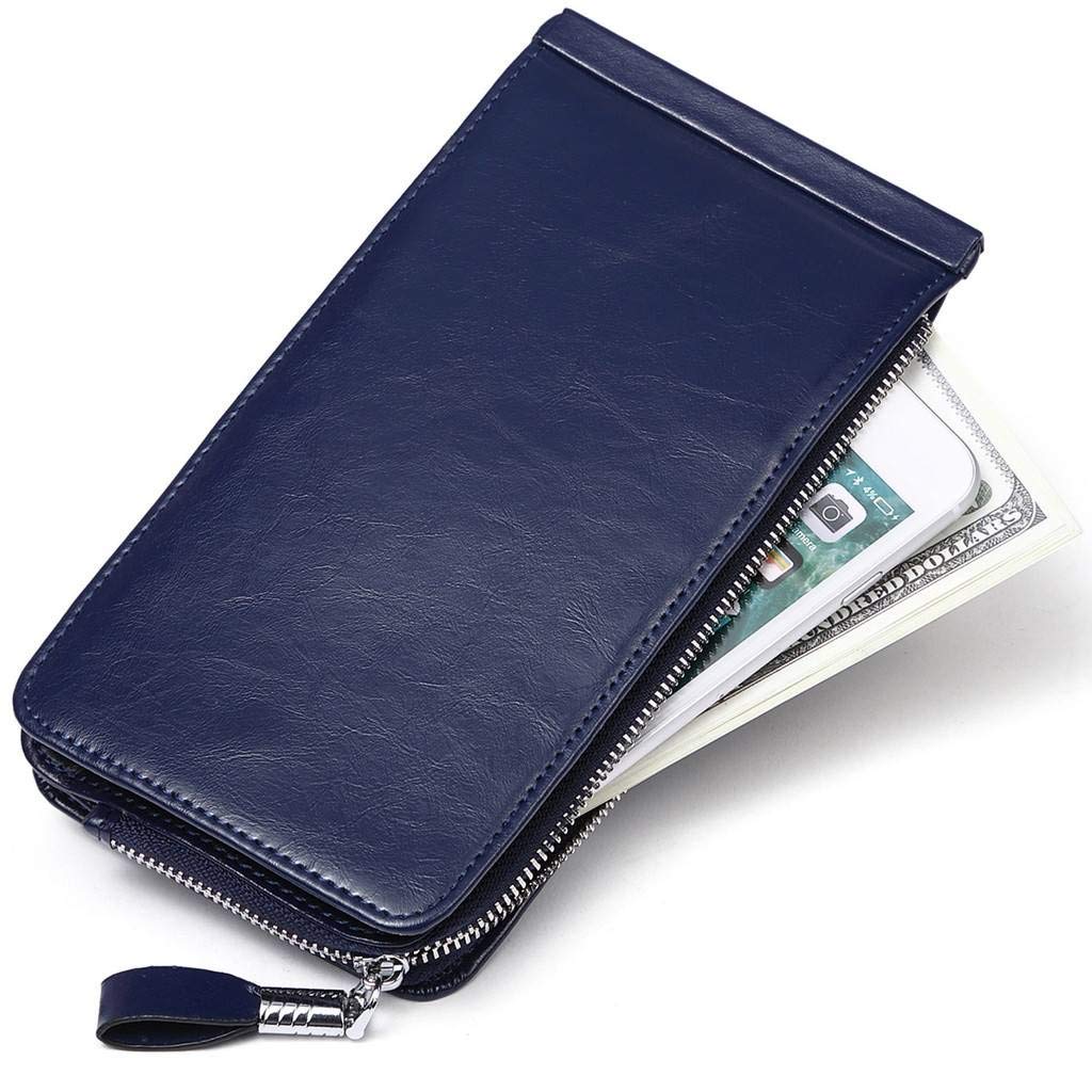 Huztencor Women's Leather RFID Blocking Credit Card Holder Wallet - Slim Card Case for Everyday Use, Travel & Business (Black)