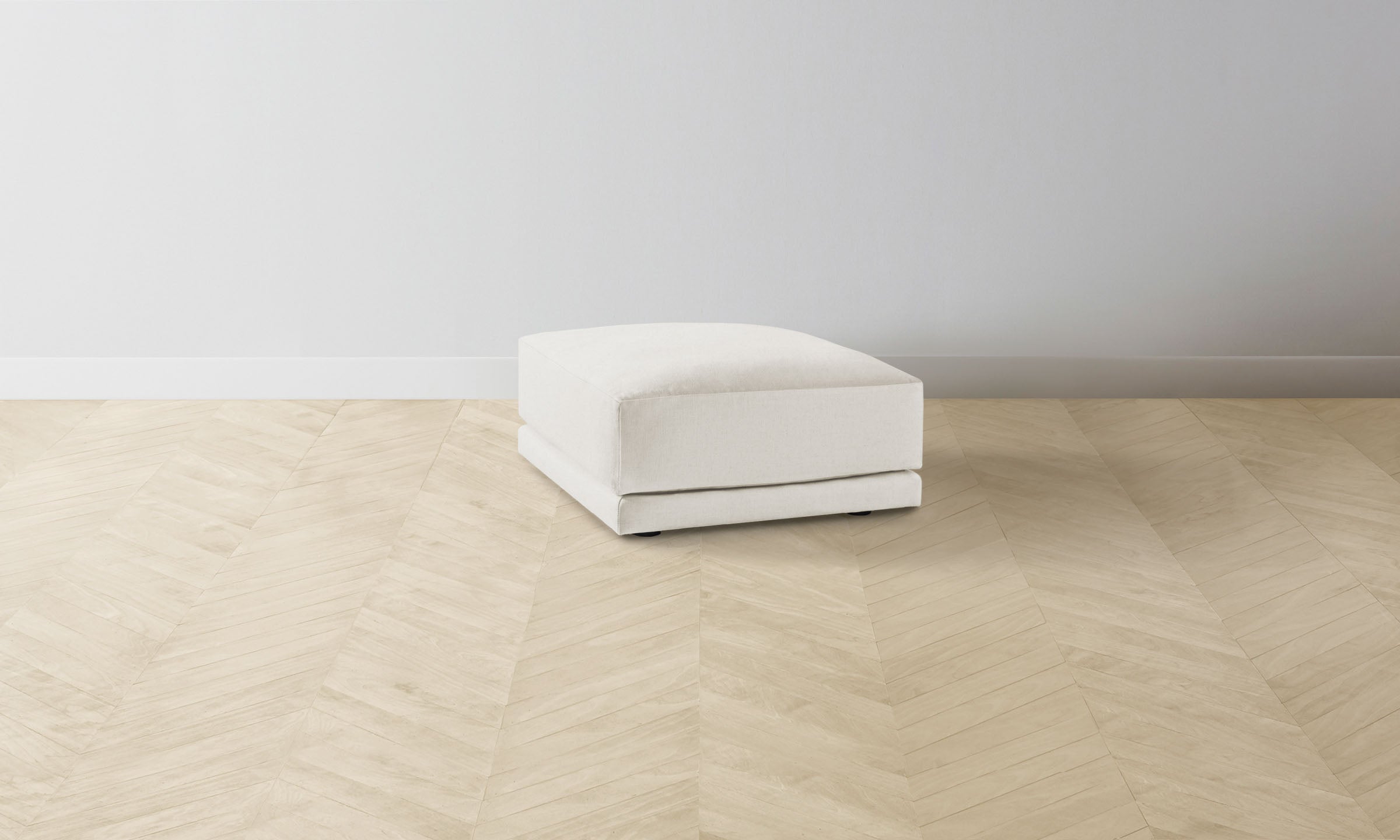 The Jones Ottoman - Italian Brushed Wool Vanilla Upholstered Footstool & Storage Bench | Perfect for Living Room, Bedroom, or Nursery Decor