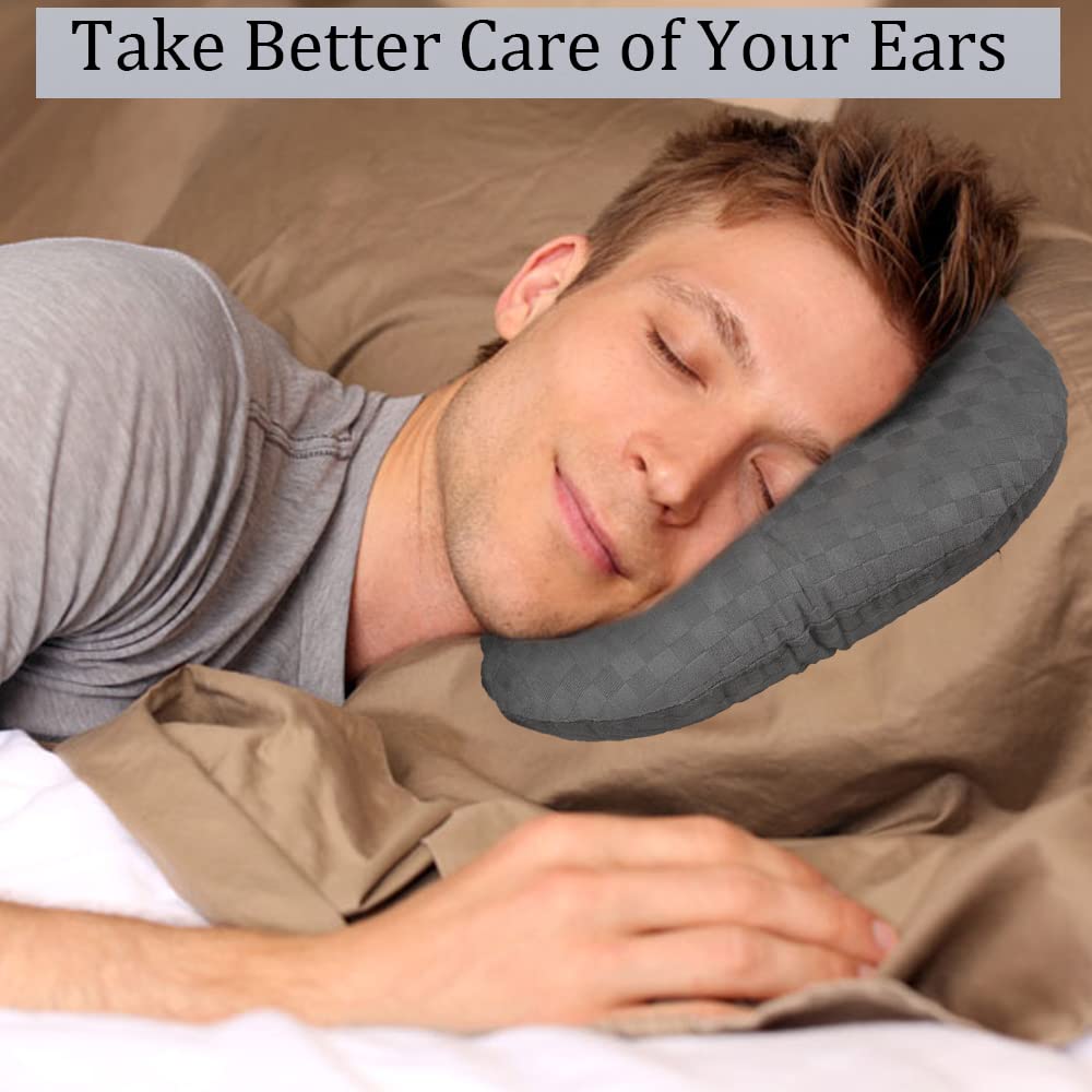 Ear Piercing Pillow for Side Sleepers - O-Shaped Side Sleeping Pillow with Ear Hole for CNH, Ear Pain & Inflammation Relief - Pressure Sore Prevention Ear Guard Pillow (Dark Gray) - Perfect for Post-Piercing Care, Tinnitus & Comfortable Side Sleeping