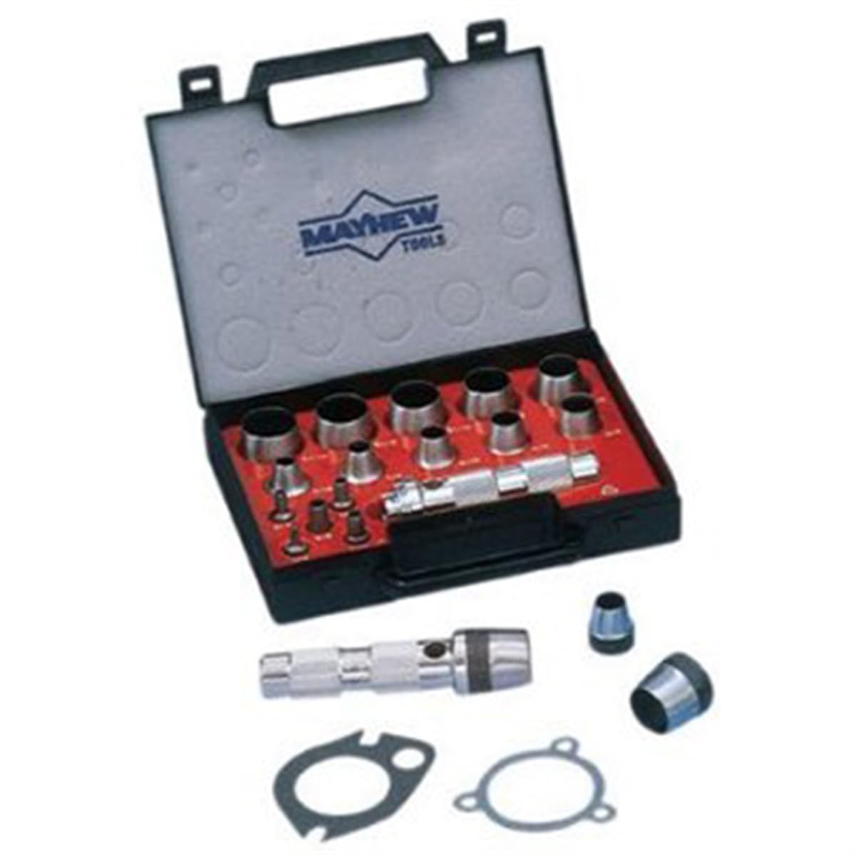 Mayhew Tools 66004 16-Piece Hollow Punch Set - Professional Metal & Leather Punching Tools for DIY, Crafting, and Industrial Use - Black Finish