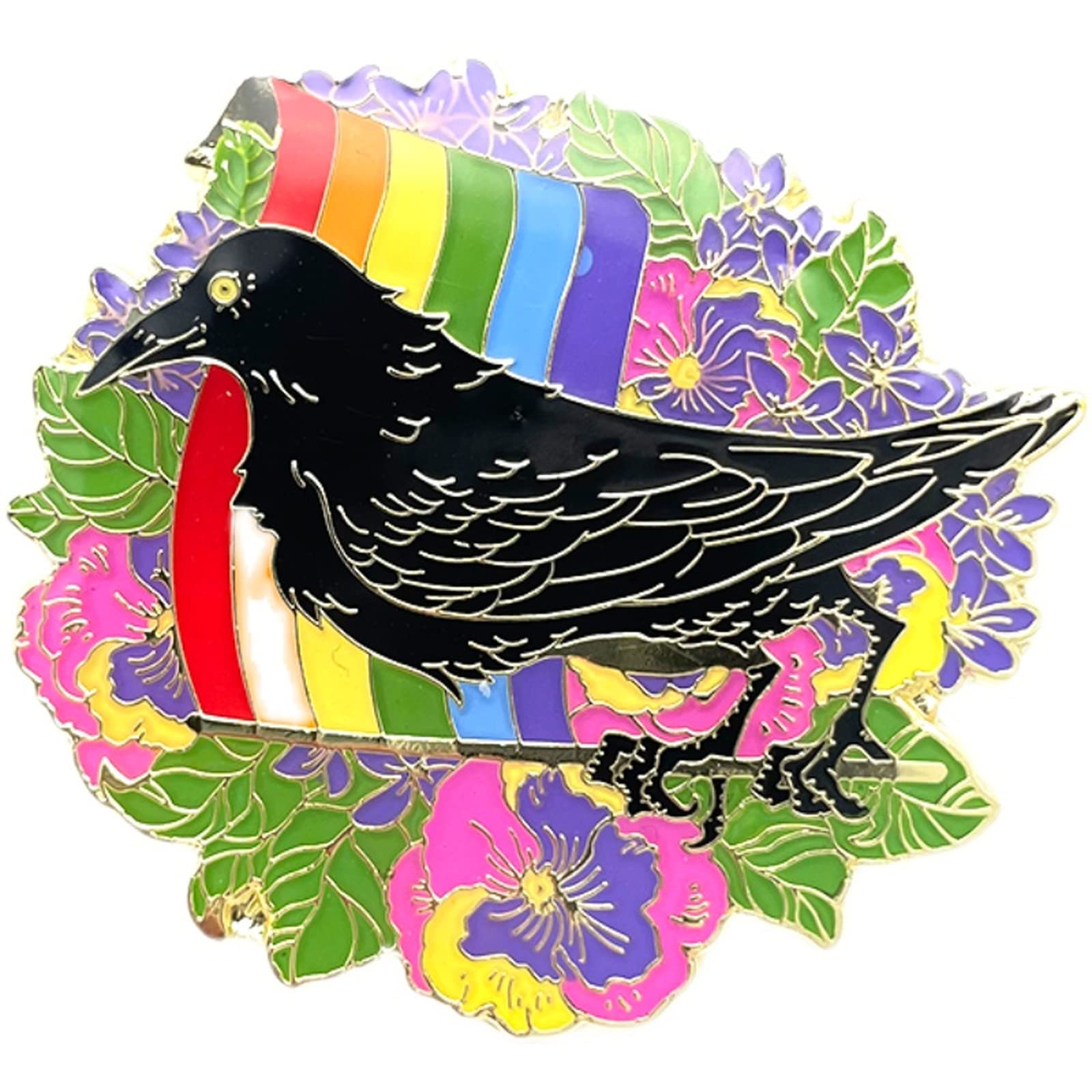 Rainbow Pride LGBTQ+ Accessories Pins - Crow Shape Transgender, Bisexual & Lesbian Flag Enamel Pins - Valentine's Day Gifts for Couples (Perfect for Backpacks, Jackets & Pride Events)