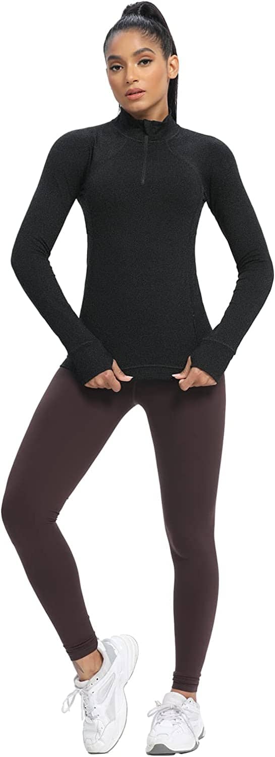 Women's Lightweight Running Quarter Zip Pullover - Breathable & Moisture-Wicking Athletic Top for Jogging, Gym & Outdoor Workouts