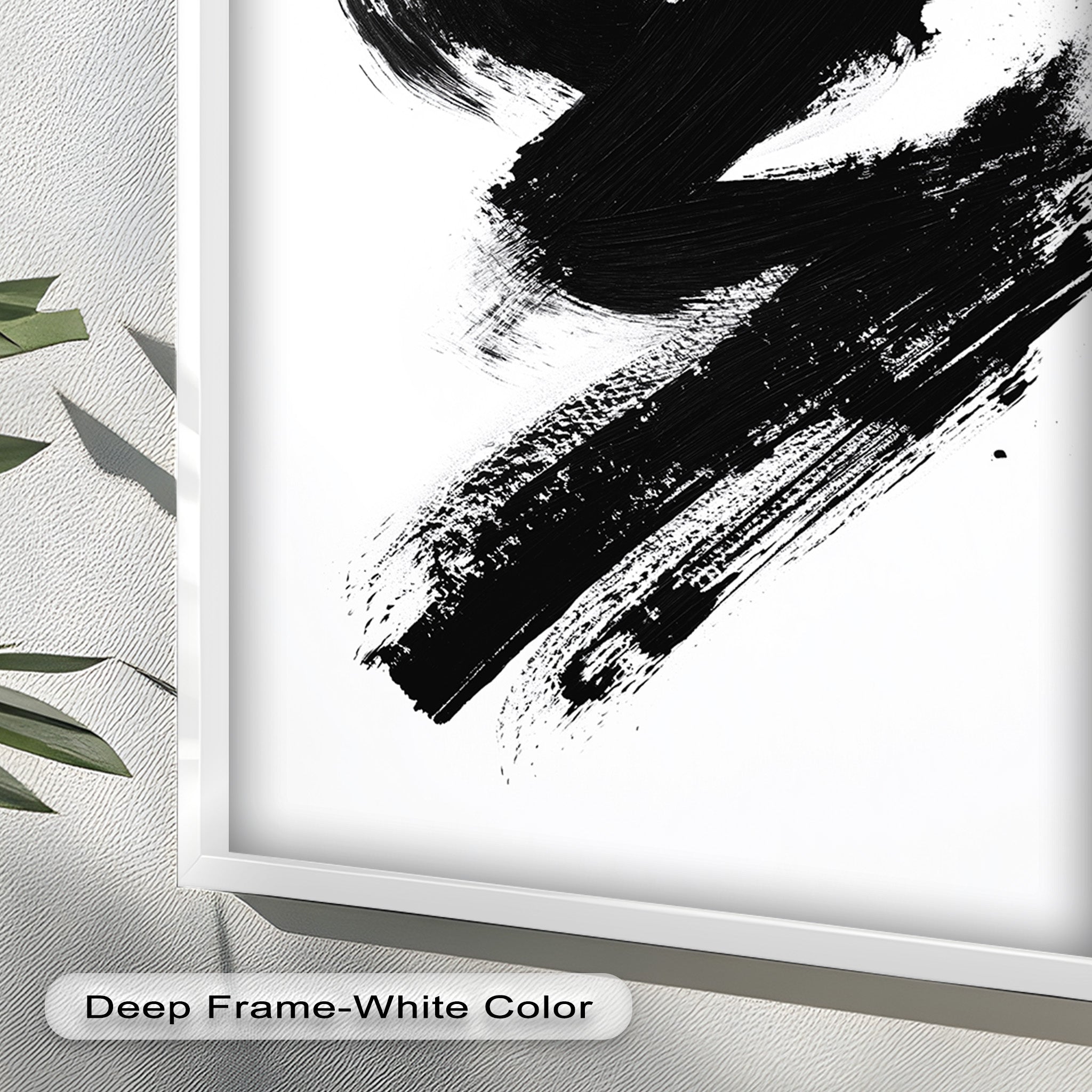 Black Brushstroke Abstract Oil Painting - Modern Wall Art for Living Room, Bedroom & Office Decor