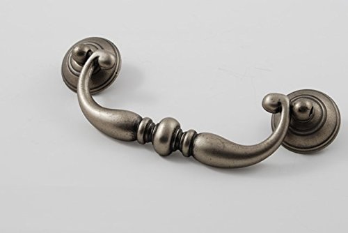Vintage Pewter Cabinet Drop Pull 44 - Elegant Drawer Handle for Kitchen, Bathroom & Furniture Hardware Upgrade