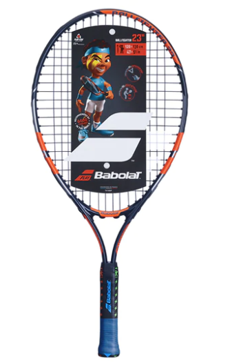 Babolat Ballfighter 23 Prestrung Junior Tennis Racquet for Kids - Lightweight Youth Tennis Racket with Comfort Grip [Black/Orange/Grey] - Perfect for Beginners & Junior Tennis Training