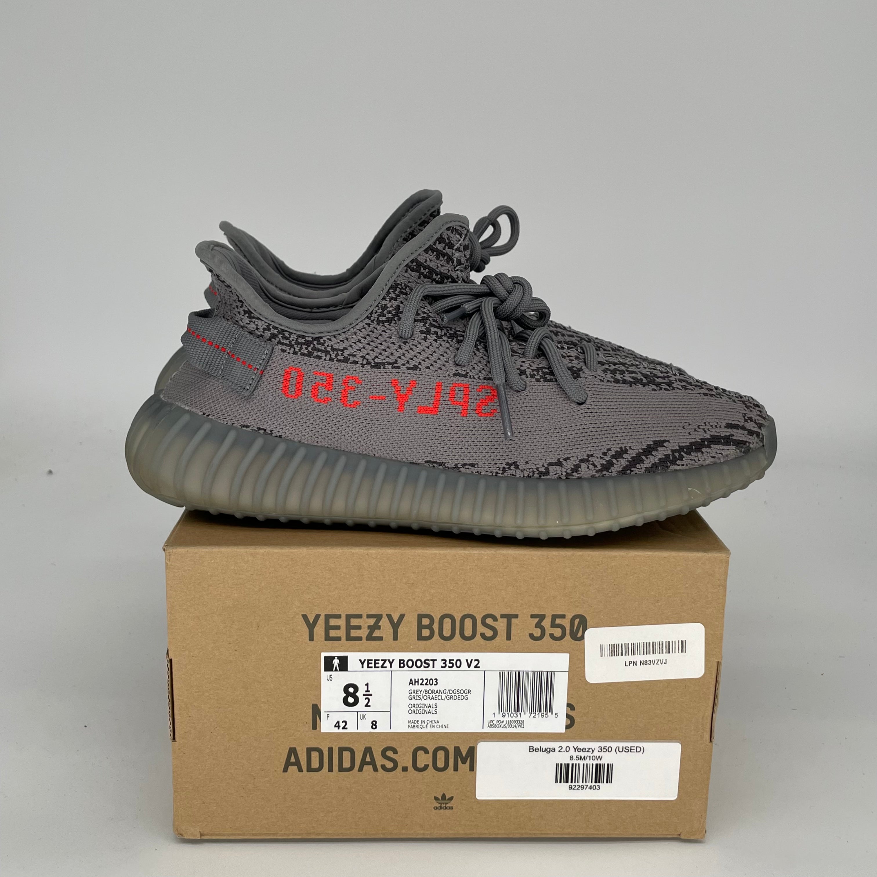 Adidas Yeezy Boost 350 V2 Beluga 2.0 Men's Running Shoes - Size 8.5 (AH2203) | Comfortable Sneakers for Jogging, Gym Workouts & Casual Wear