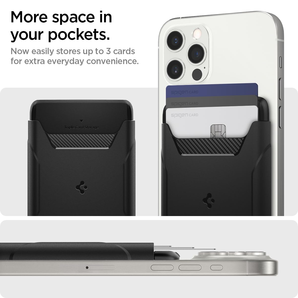 Spigen Rugged Armor 2 Magnetic Wallet Case for iPhone 15/14/13/12 - 3 Card Holder with MagSafe Compatibility | Matte Black | Slim Protective Cover for Everyday Use & Travel