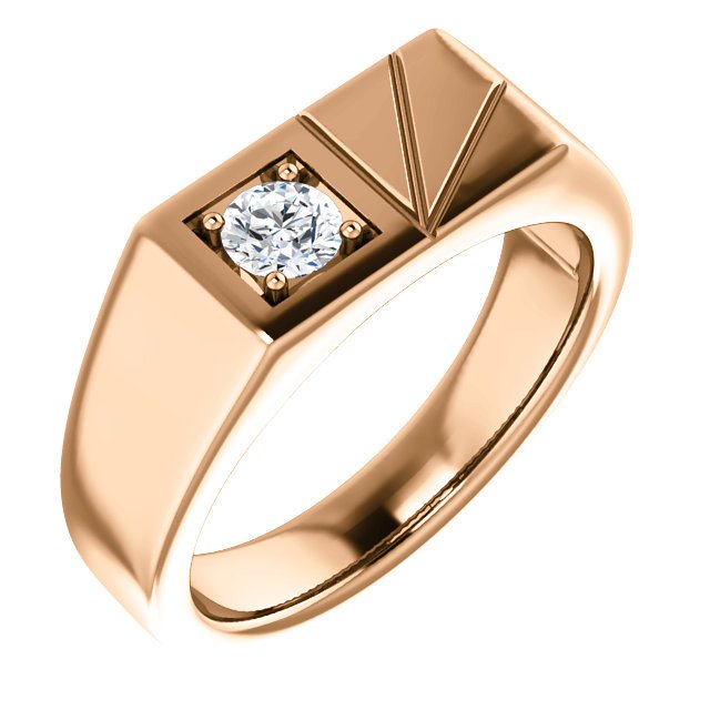 14KT Gold 1/3 CT Diamond Solitaire Ring for Men - Classic Prong Set Engagement Wedding Band - Perfect for Proposals, Anniversaries & Special Occasions