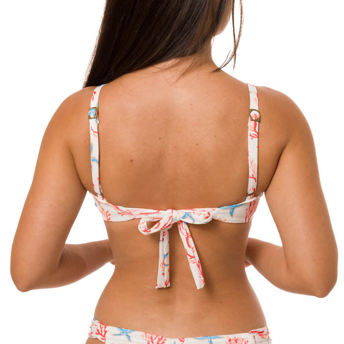 White Starfish Brazilian Knot Triangle Bikini Top - Sexy Swimwear for Women, Summer Beach Vacation, Pool Party, and Tropical Getaways