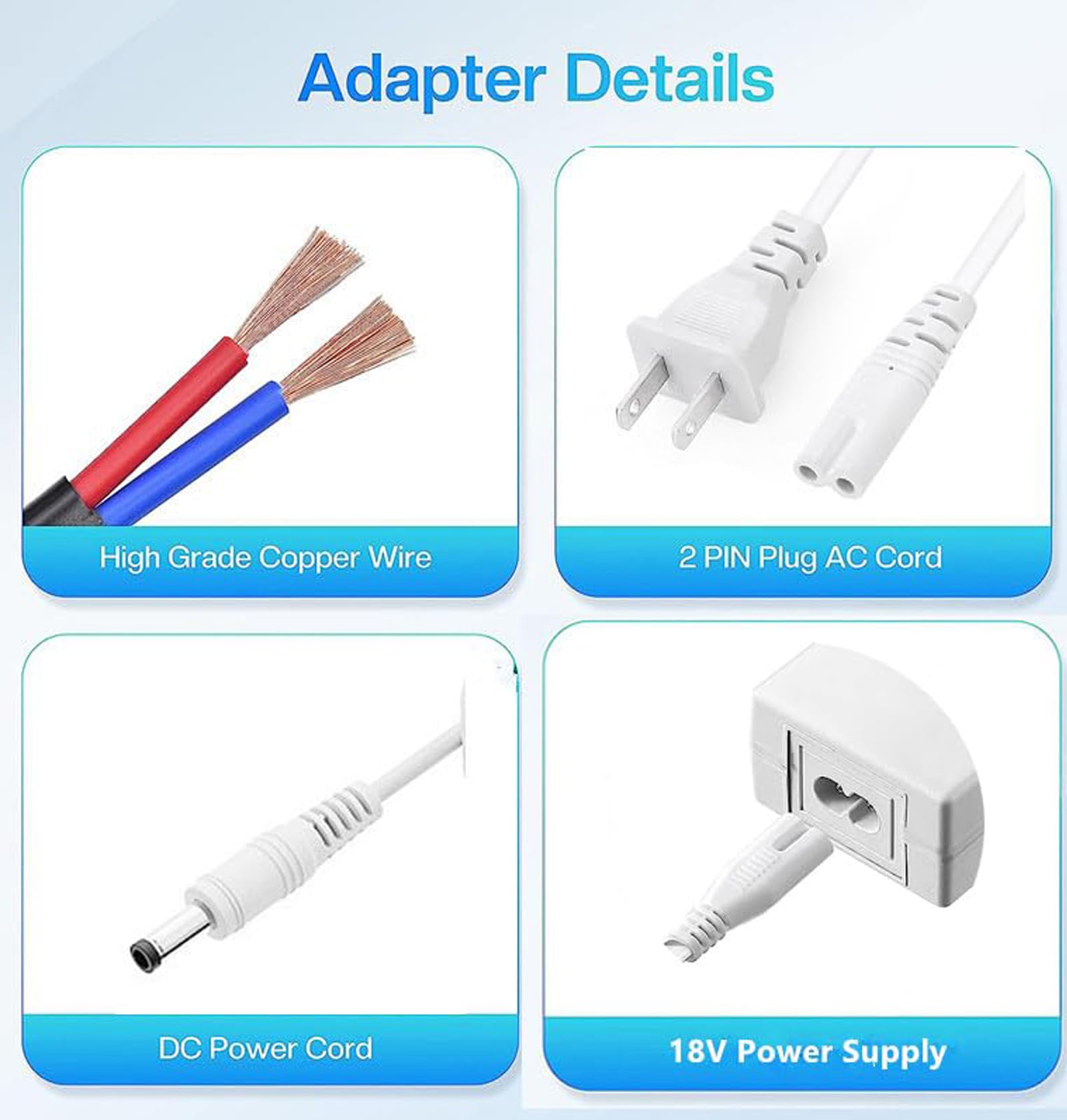 18V Power Cord Replacement for Cricut Maker & Explore Air 2 - Compatible with Cricut Explore One, Create & Mini Cake Machines - 3A DC Charger Accessory for DIY Crafting, Vinyl Cutting & Scrapbooking Projects