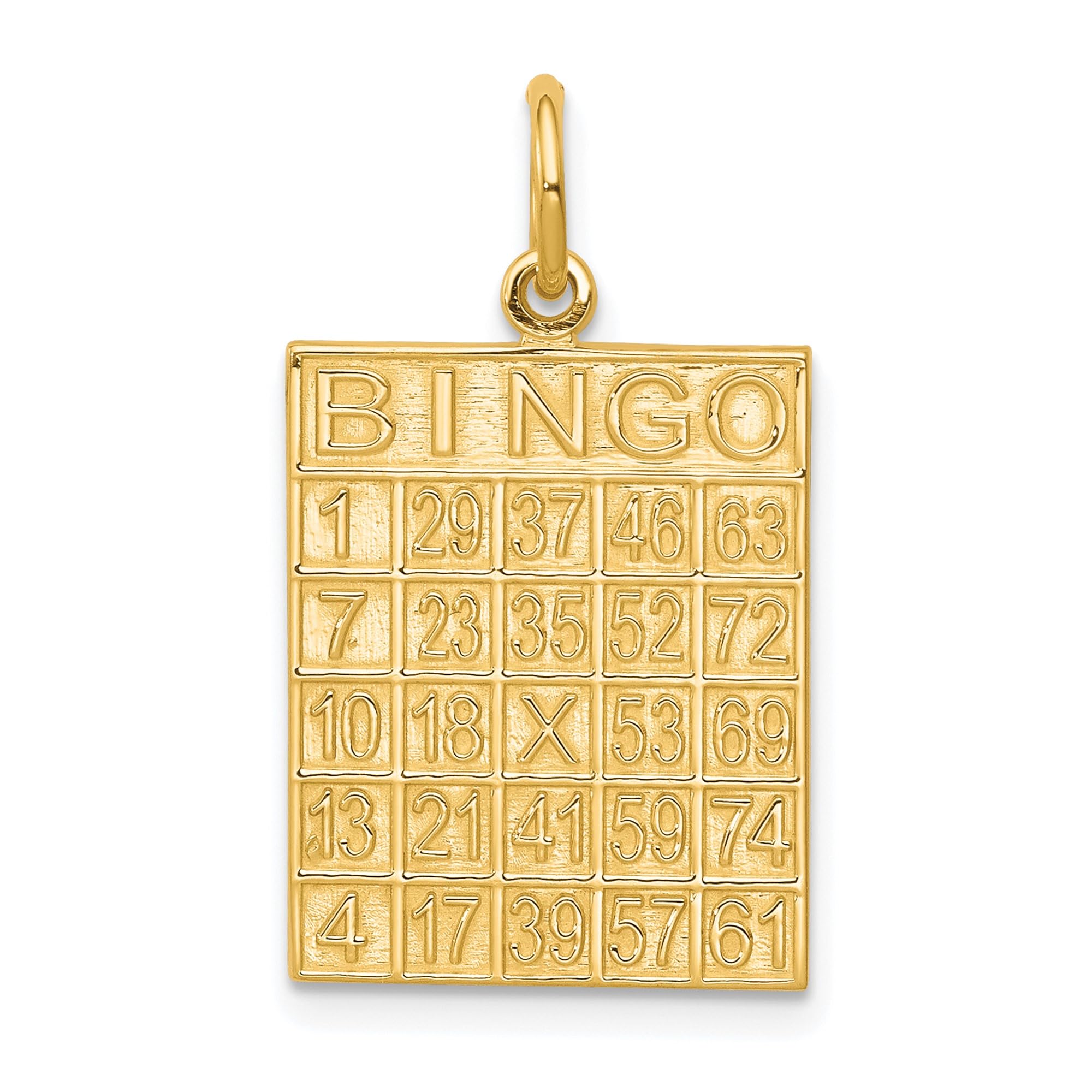 10K Solid Yellow Gold Bingo Playing Cards Pendant Necklace - Elegant Casino-Themed Jewelry for Women | Perfect for Parties, Gifts & Gambling Enthusiasts