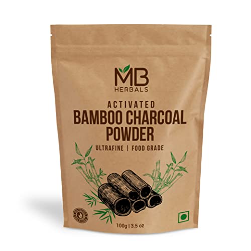 MB Herbals Activated Charcoal Powder 100g (3.5oz) | Food Grade Bamboo Charcoal for Skin, Hair & Teeth | Natural Detox & Deep Cleansing | Perfect for DIY Beauty, Dental Care & Detox Recipes