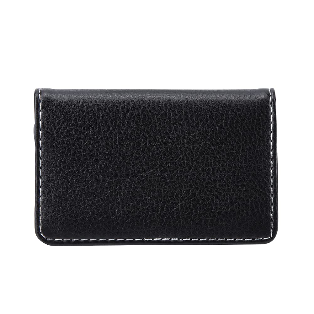 Premium Leather Business Card Holder - Professional Wallet Case for Men & Women - Slim RFID Blocking Name Card Organizer - Perfect for Office, Networking & Corporate Events (Black)