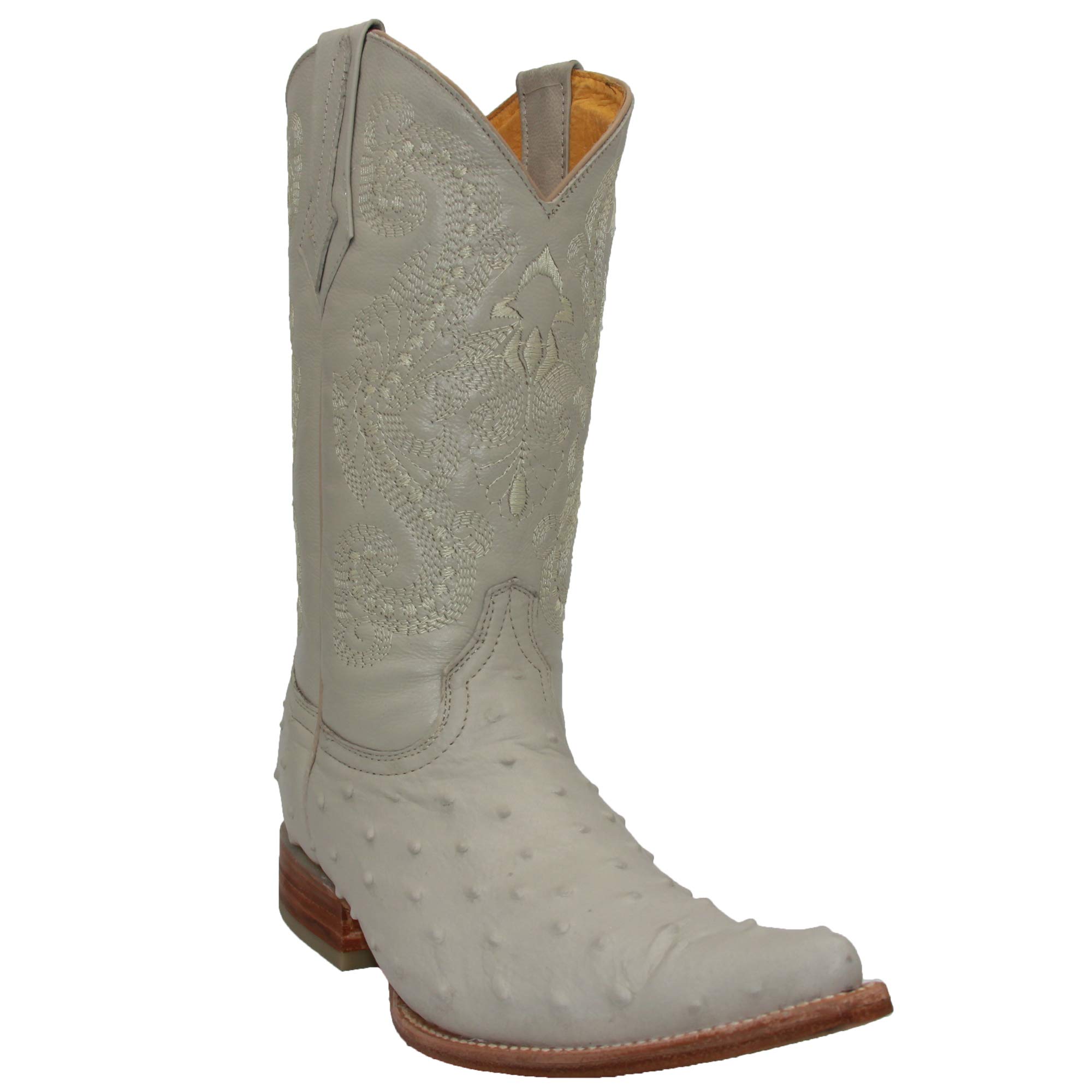Premium Men's Leather Western Boots - Embossed Ostrich Quill Print Cowboy Boots for Riding, Country Style & Fashion | Durable & Comfortable for Daily Wear, Rodeo & Outdoor Activities