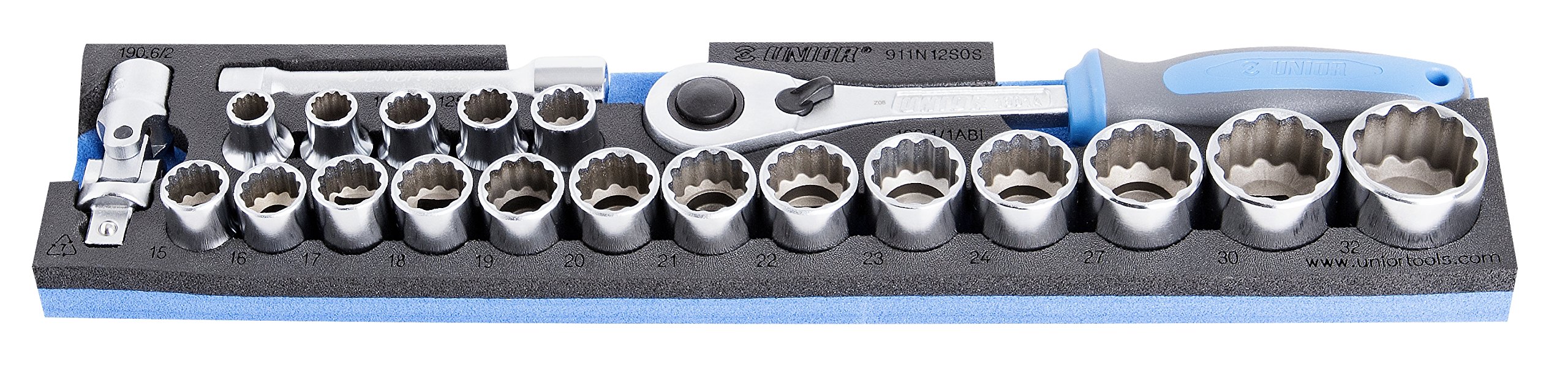 Unior 911 N12P21 12-Point SOS Module Insert for Tool Box - 21-Piece 1/2