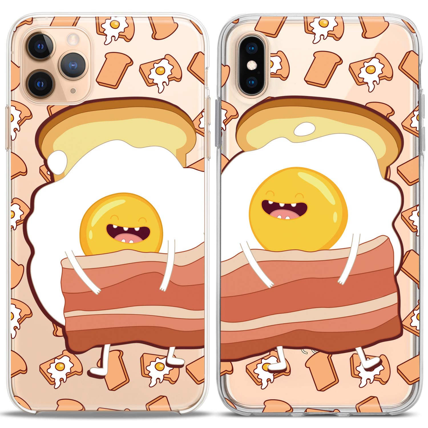 Matching Couple Phone Cases for iPhone 16/15/14/13/12/11 Pro Max/Mini/XS/X/8 Plus/7/Xr/SE - Cute Gudetama Silicone Cover Set - Perfect Gift for Couples, Best Friends & Siblings - Funny Bacon & Egg Design for Everyday Use & Special Occasions