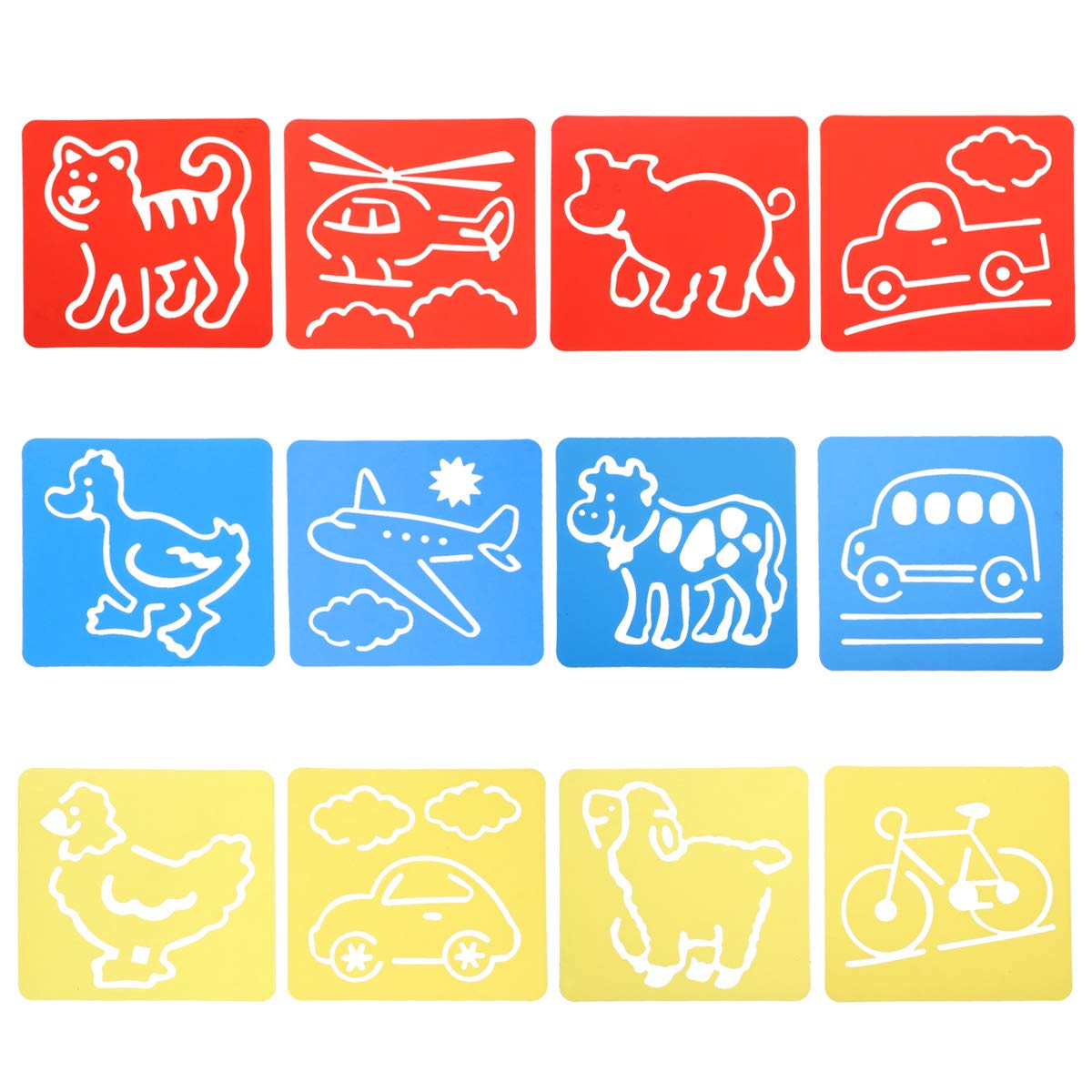 Healifty 12pcs Kids Drawing Stencils - Cartoon Animal Hollow Painting Templates for Children's Art Projects, DIY Crafts, Christmas Gifts & Birthday Party Activities