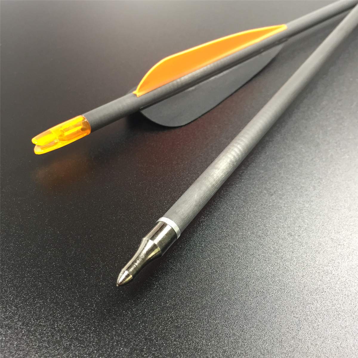 Letszhu Carbon Hunting Arrows 340 Spine - 4 Inch Plastic Vanes & Removable Field Points for Compound & Recurve Bows | Target Practice & Big Game Hunting