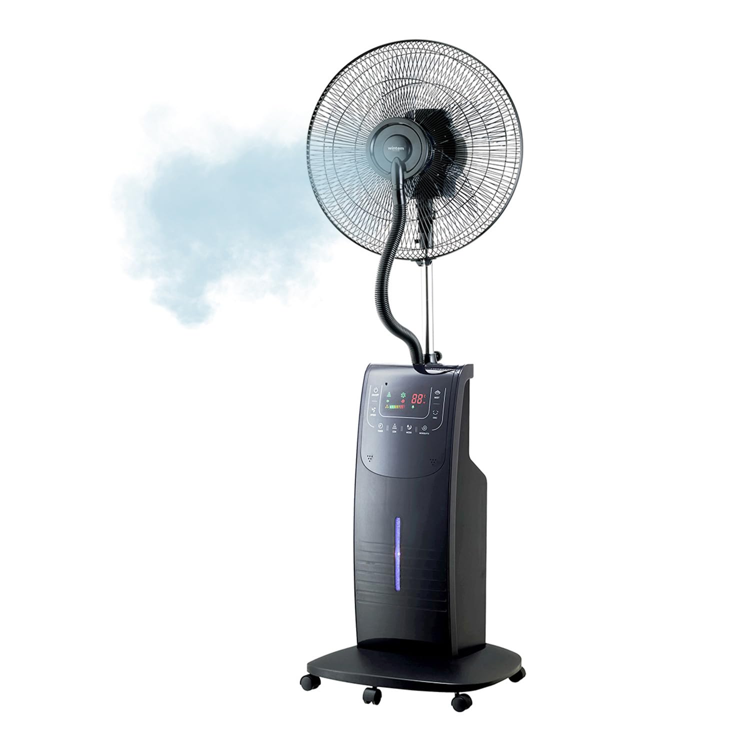 ATUM 3-Speed Water Misting Fan with Aroma Diffuser, Ionizer & Mosquito Repellent - Digital Touch Display, Remote Control & Timer - Perfect for Patio, Garden, and Outdoor Cooling
