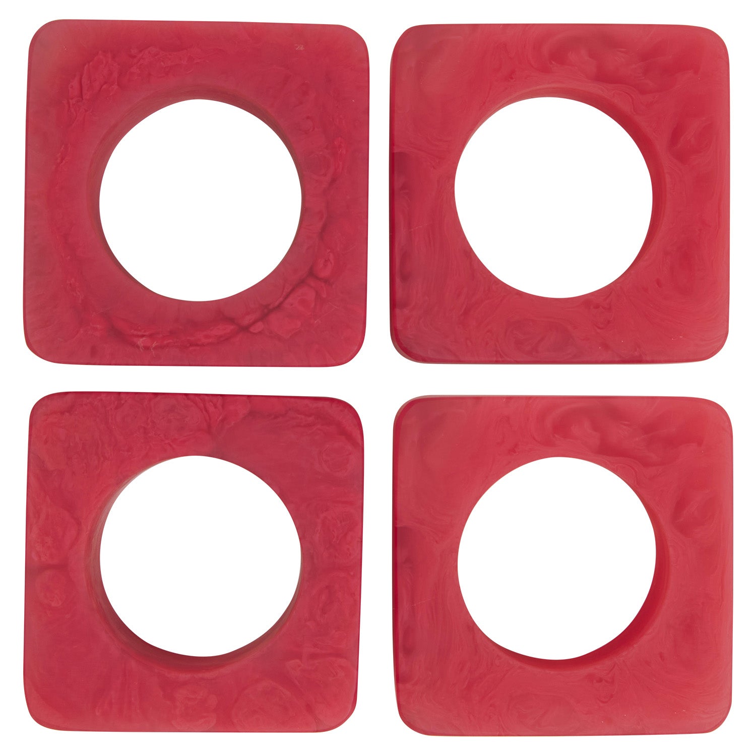 Elegant Jara Napkin Rings - Set of 6 Raspberry Red Napkin Holders for Wedding, Dinner Party & Holiday Table Decor