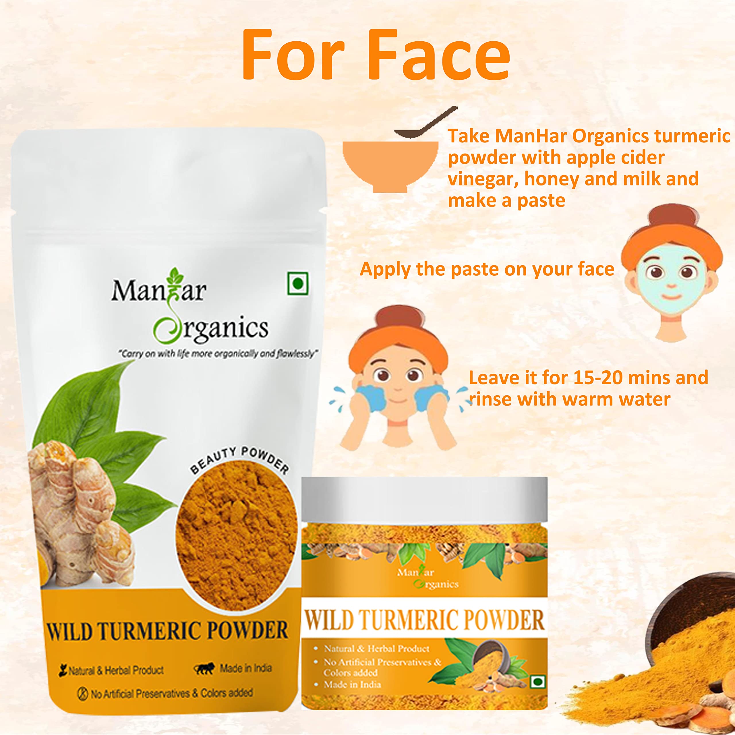 Organic Wild Turmeric Powder (100g) - Kasturi Manjal for Glowing Skin & All Skin Types | Natural Skincare, Face Mask, Hair Care & Ayurvedic Remedies