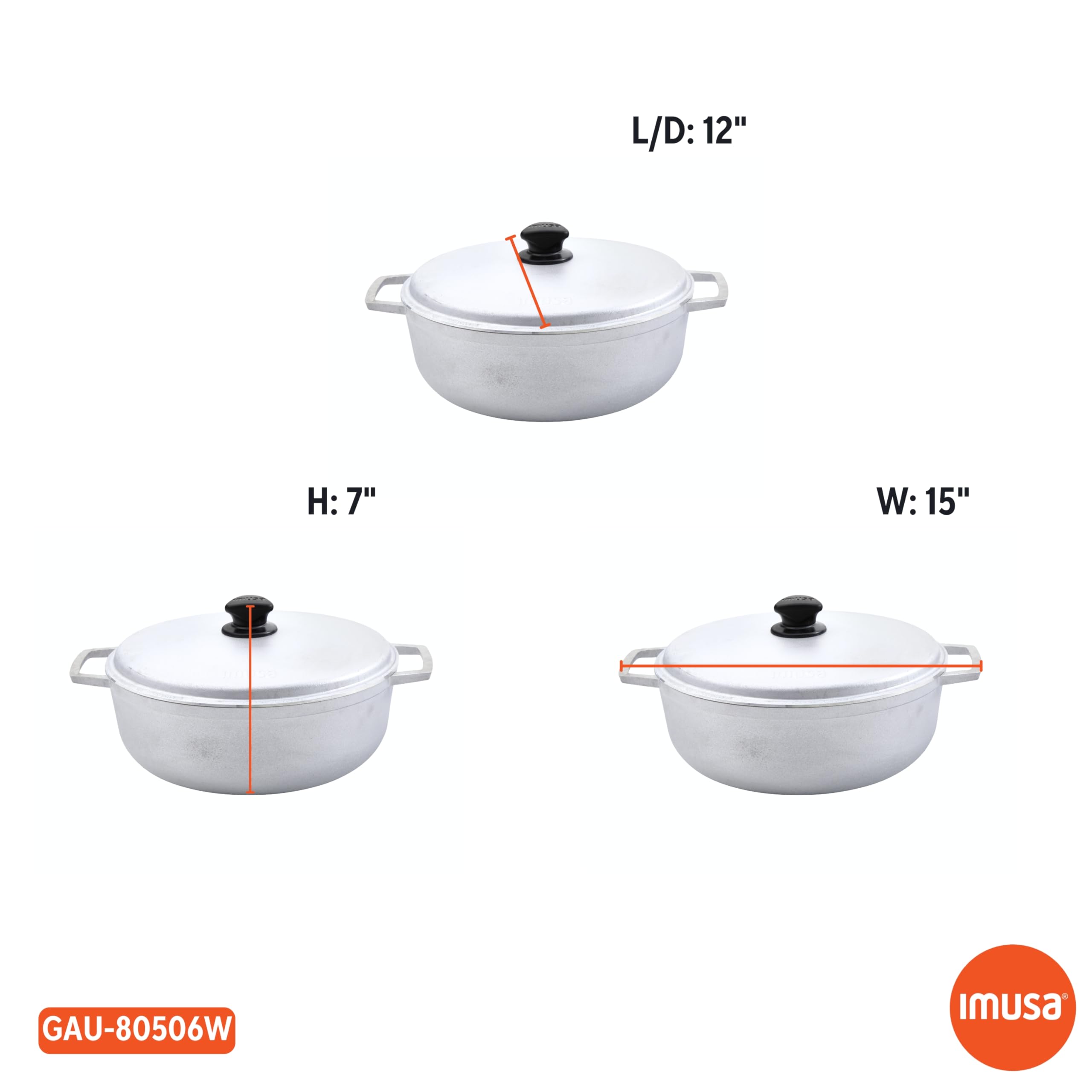 IMUSA 7.5 Quart Traditional Colombian Caldero Pot with Lid - Natural Clay Cooking Pot for Soups, Stews & Rice - Authentic Latin American Cookware for Home & Restaurant Use