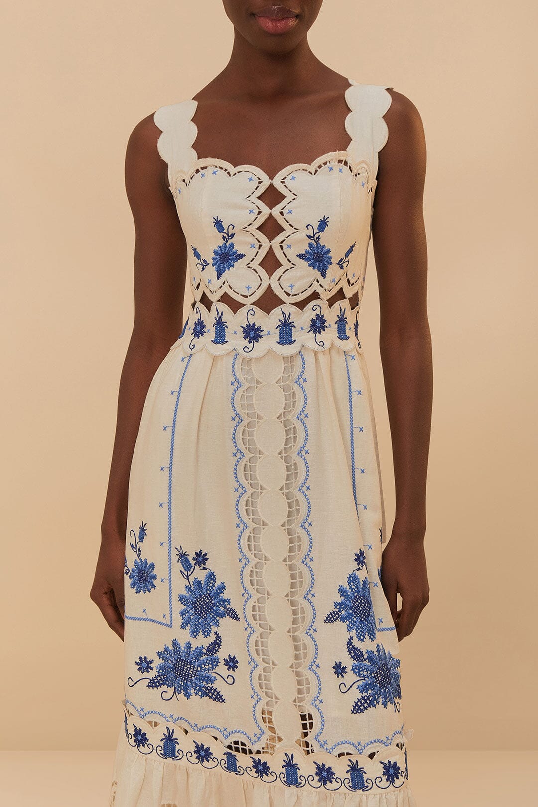 Farm Rio Richelieu Sunflower Midi Dress - Floral Summer Dress for Women, Boho Chic Beach Dress with Sunflower Print - Perfect for Vacations, Beach Parties & Summer Outings