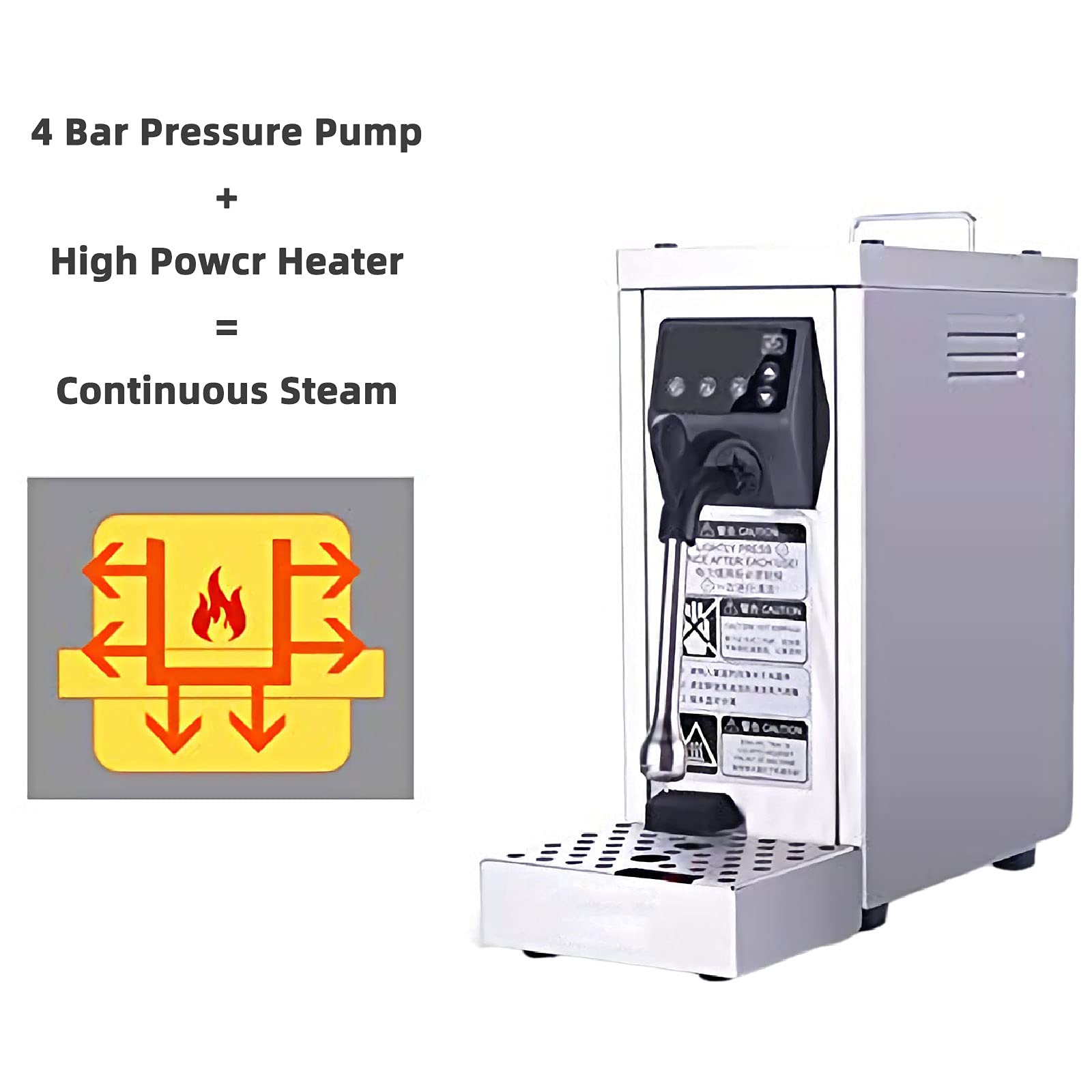 JFF Commercial Milk Steamer 220V - Automatic Electric Milk Frother for Coffee, Cappuccino & Latte - Professional Steam Milk Foam Maker for Coffee Shops, Cafes & Home Baristas