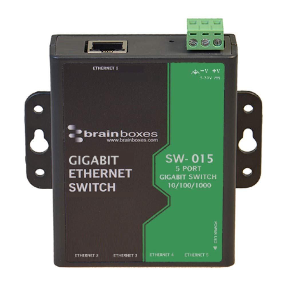 Brainboxes 5-Port Gigabit Ethernet Switch (SW-015) - High-Speed Network Hub for Home & Office Use | Reliable Temperature Monitoring