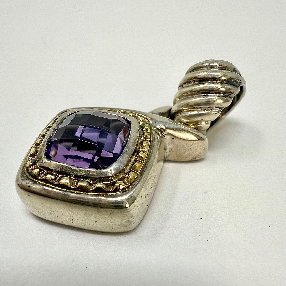 Elegant Sterling Silver Pendant with Natural Amethyst Gemstone & 18K Gold Accent - Perfect for Valentine's Gifts, Anniversary Jewelry & Everyday Wear