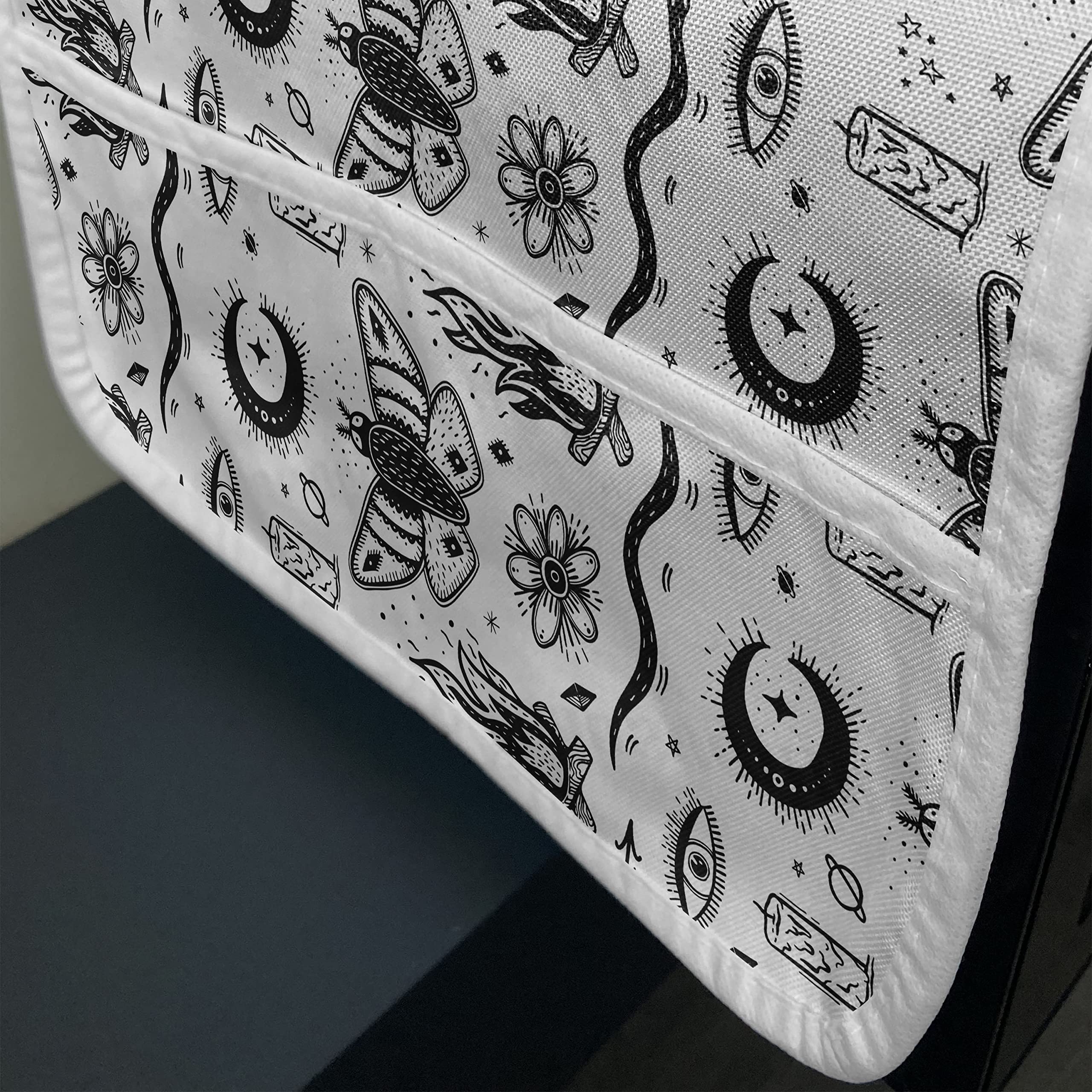 Ambesonne Magic Moon Microwave Cover - Waterproof Black and White Gothic Design with Pockets, 36