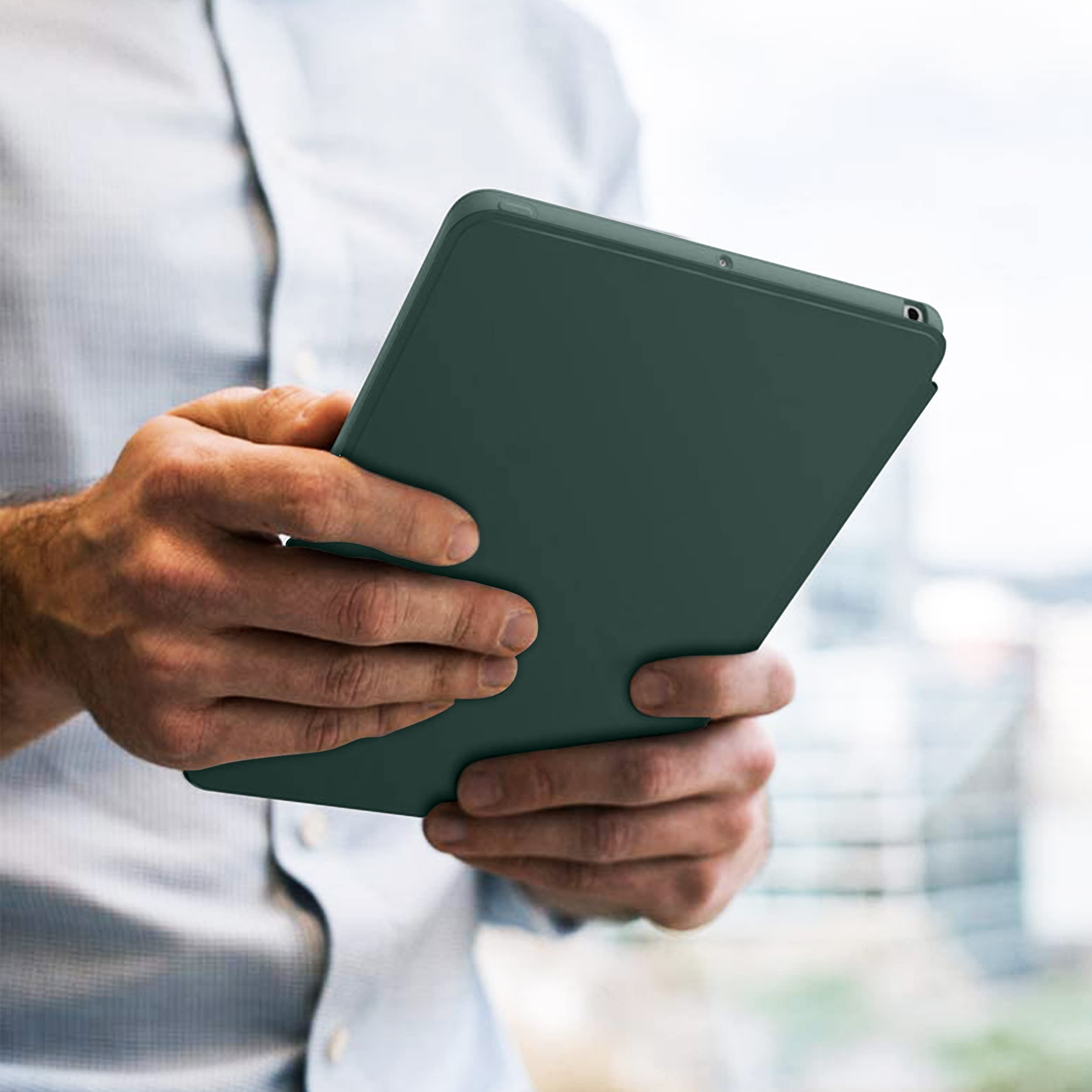 DuraSafe Shockproof Protective Case for iPad 5th/6th Gen & iPad Air 1st/2nd Gen (9.7 Inch) - Slim Soft TPU Full Body Cover with Auto Wake/Sleep (Model A1893 A1822 A1566) - Dark Green - Perfect for Work, Travel & School Use