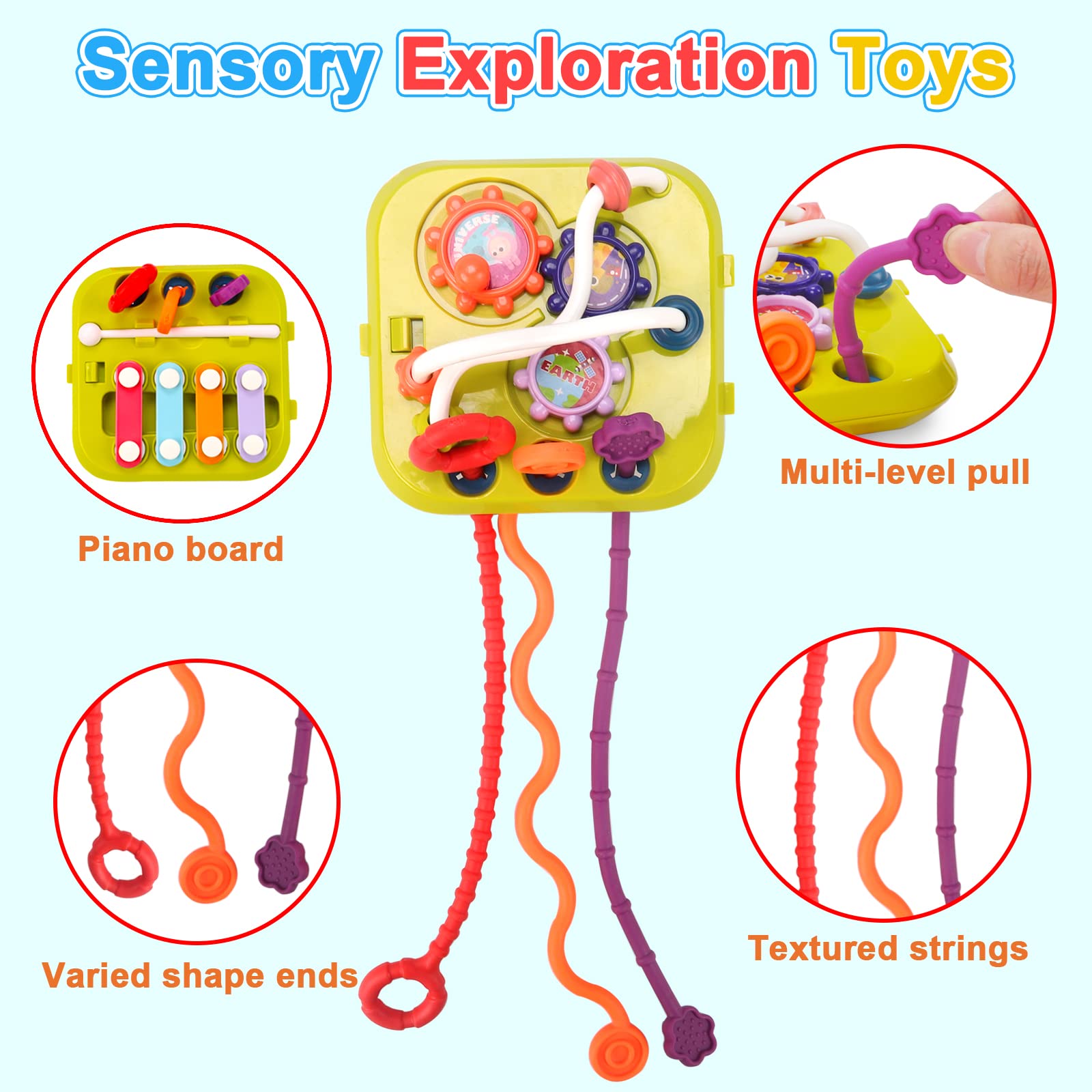 QIZEBABY 7-in-1 Montessori Activity Cube with Baby Blocks - Sensory Learning Toys for Toddlers 6-18 Months, Developmental Toys for 1-2 Year Old Boys & Girls - Perfect for Playtime, Early Education & Birthday Gifts