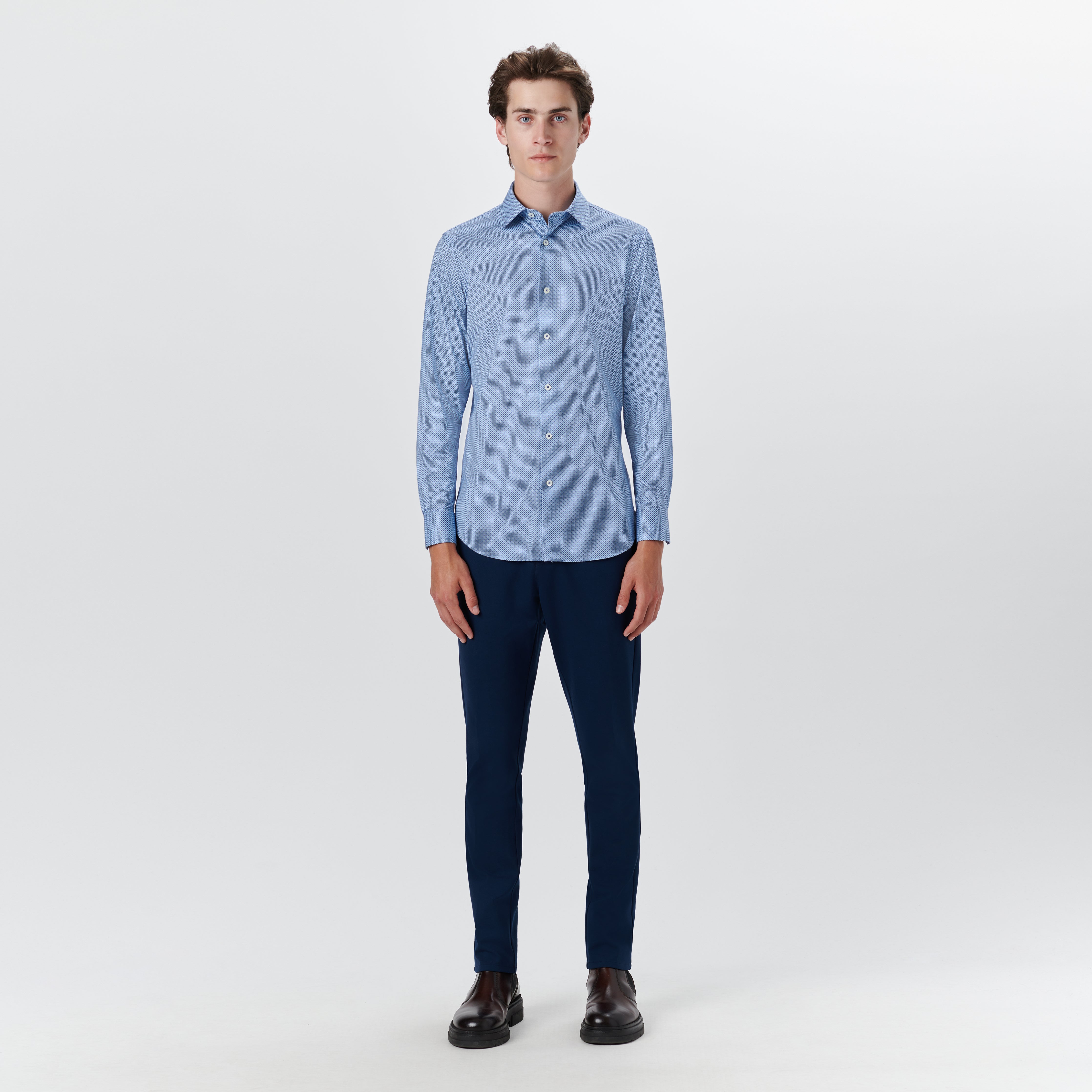 JAMES Diamond Check Cotton Shirt for Men - Stylish Casual Button Down Shirt for Office, Date Night & Everyday Wear