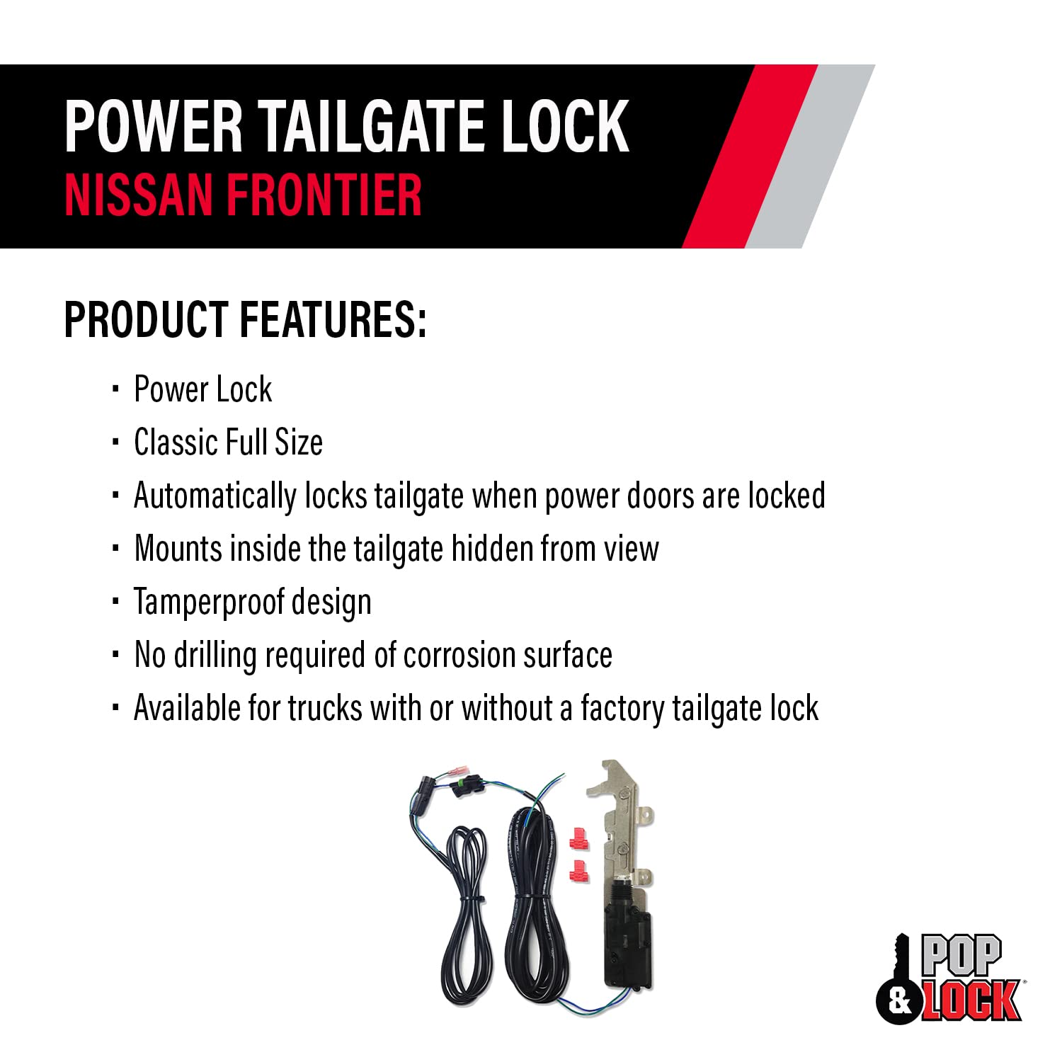 Pop & Lock PL8450 Power Tailgate Lock for Nissan Frontier - Secure Remote-Controlled Truck Bed Access | Ideal for Hauling, Camping & Off-Road Adventures